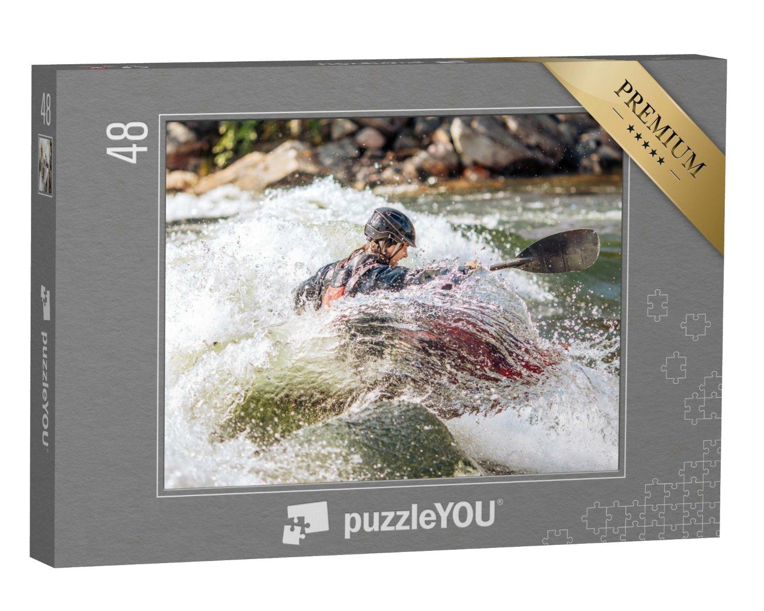 puzzleYOU Puzzle Kajak extrem im Wildwasserfluss, 48 Puzzleteile, puzzleYOU-Kollektionen Sport, Menschen