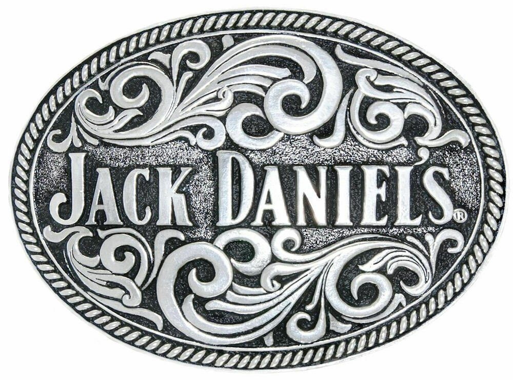 Westernlifestyle Gürtelschnalle Buckle für Wechselgürtel Jack Daniel`s Rope and Pipe Edge versilbert