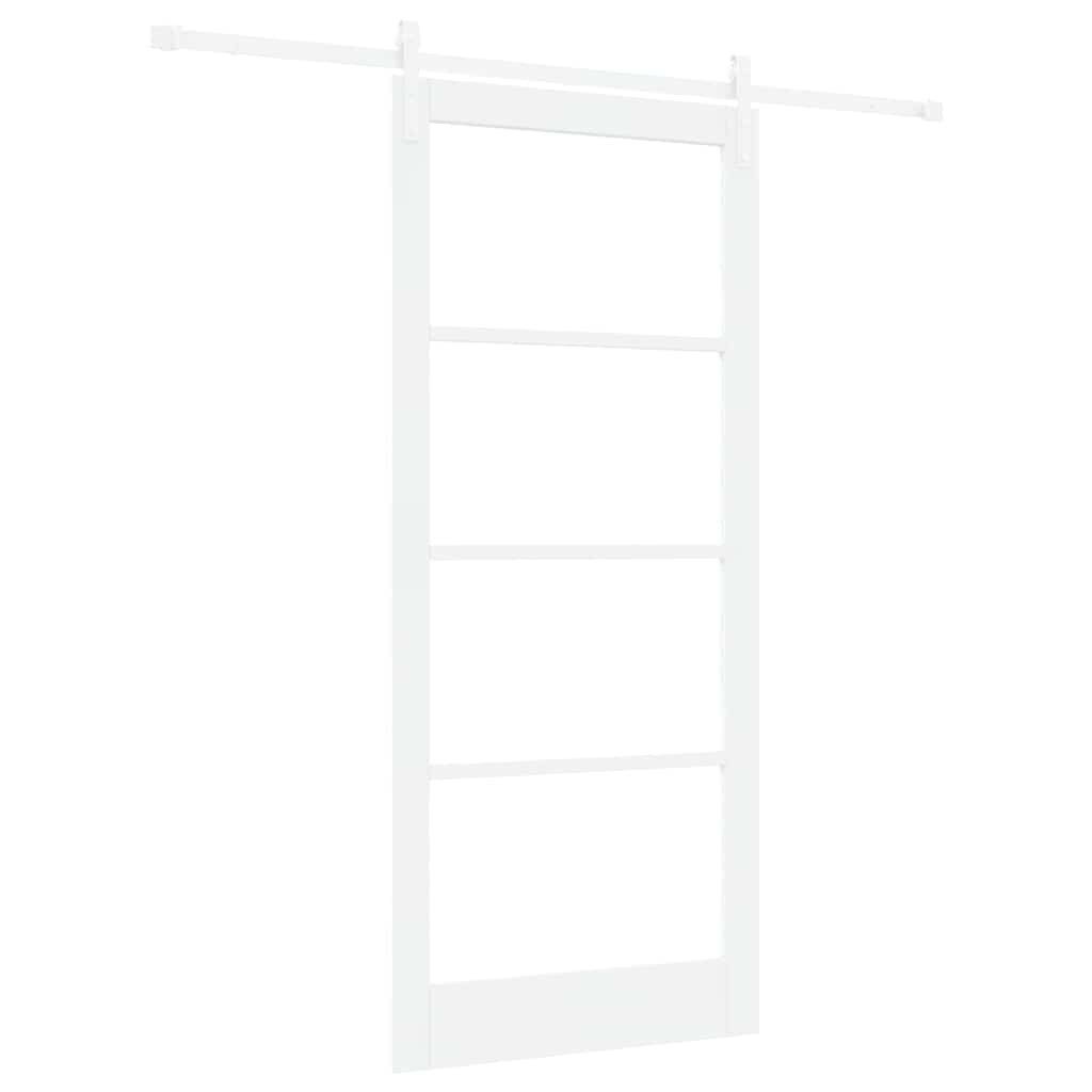 vidaXL Haustür Schiebetür ORKDAL Weiß 93 x 211 cm Massivholz Kiefer und Glas (1-St)