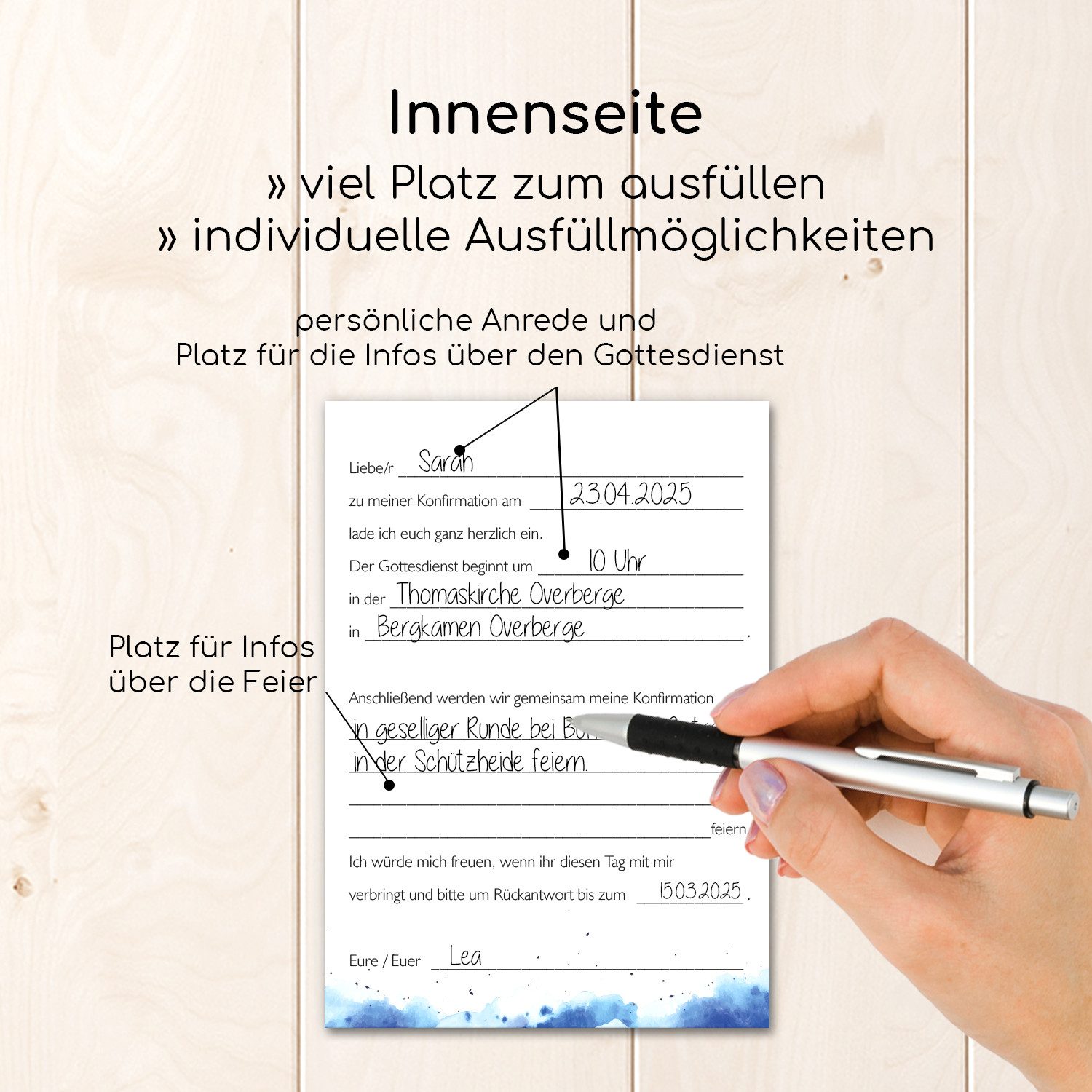 younikat Grußkarten 15 Einladungskarten Konfirmation DIN A6 inkl. Umschlägen I dv1563 – Bild 3 von 5