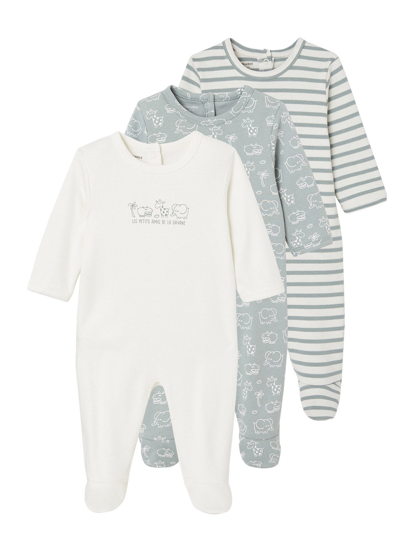 Schlafanzug 3er-Pack Baby Strampler BASIC, Interlock-Jersey