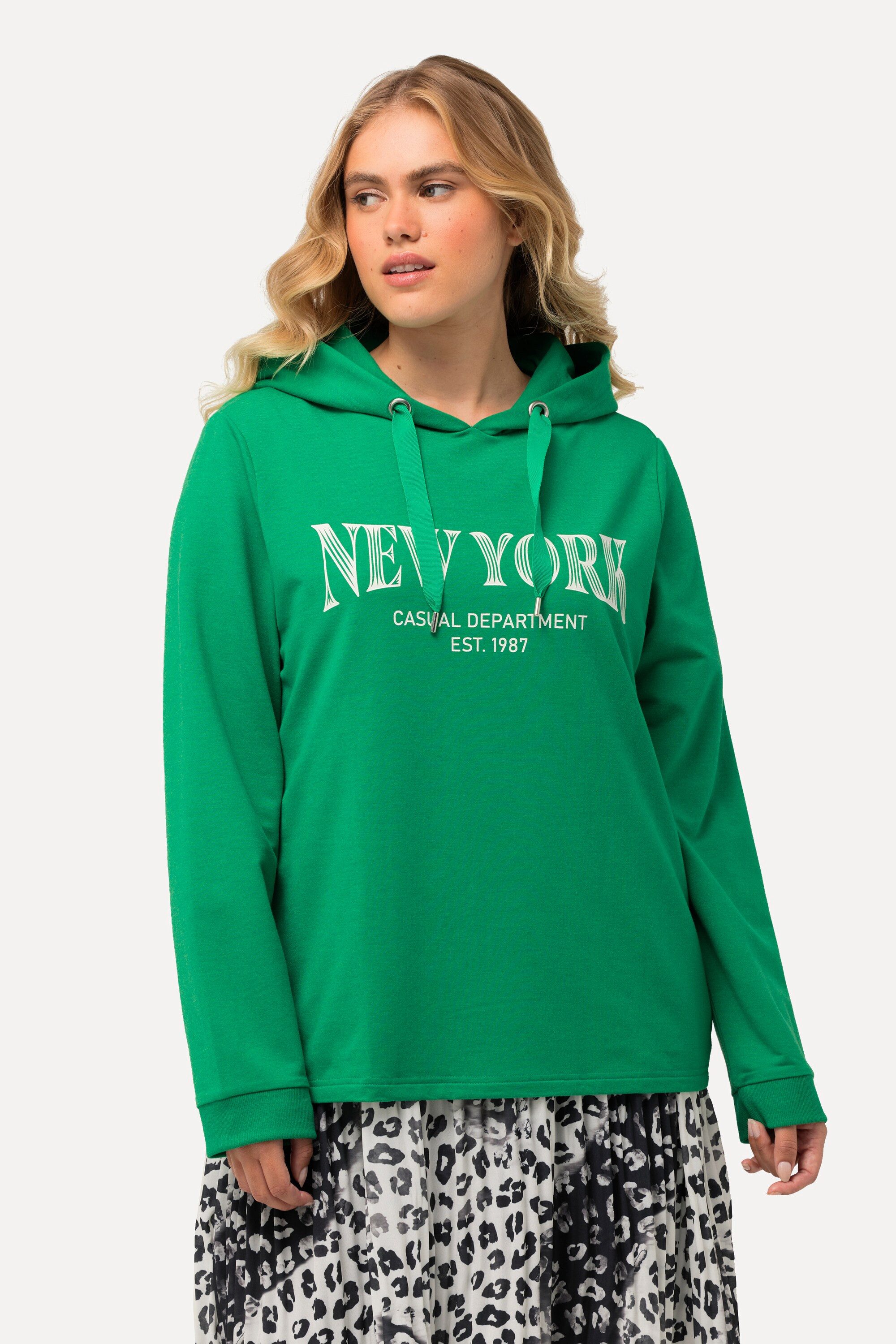 Ulla Popken Sweatshirt Hoodie Städtenamen Kapuze günstig online kaufen