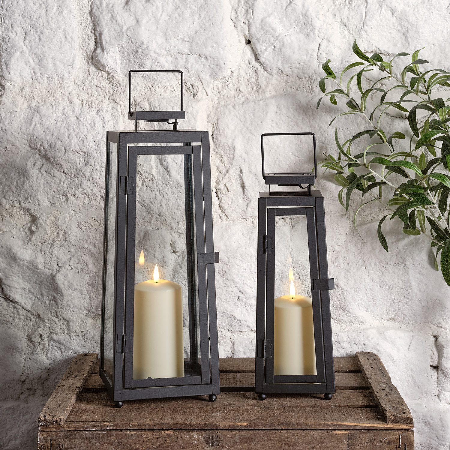 Lights4fun LED Laterne Porto Solar Laternen Duo mit TruGlow® Kerzen, LED fest integriert