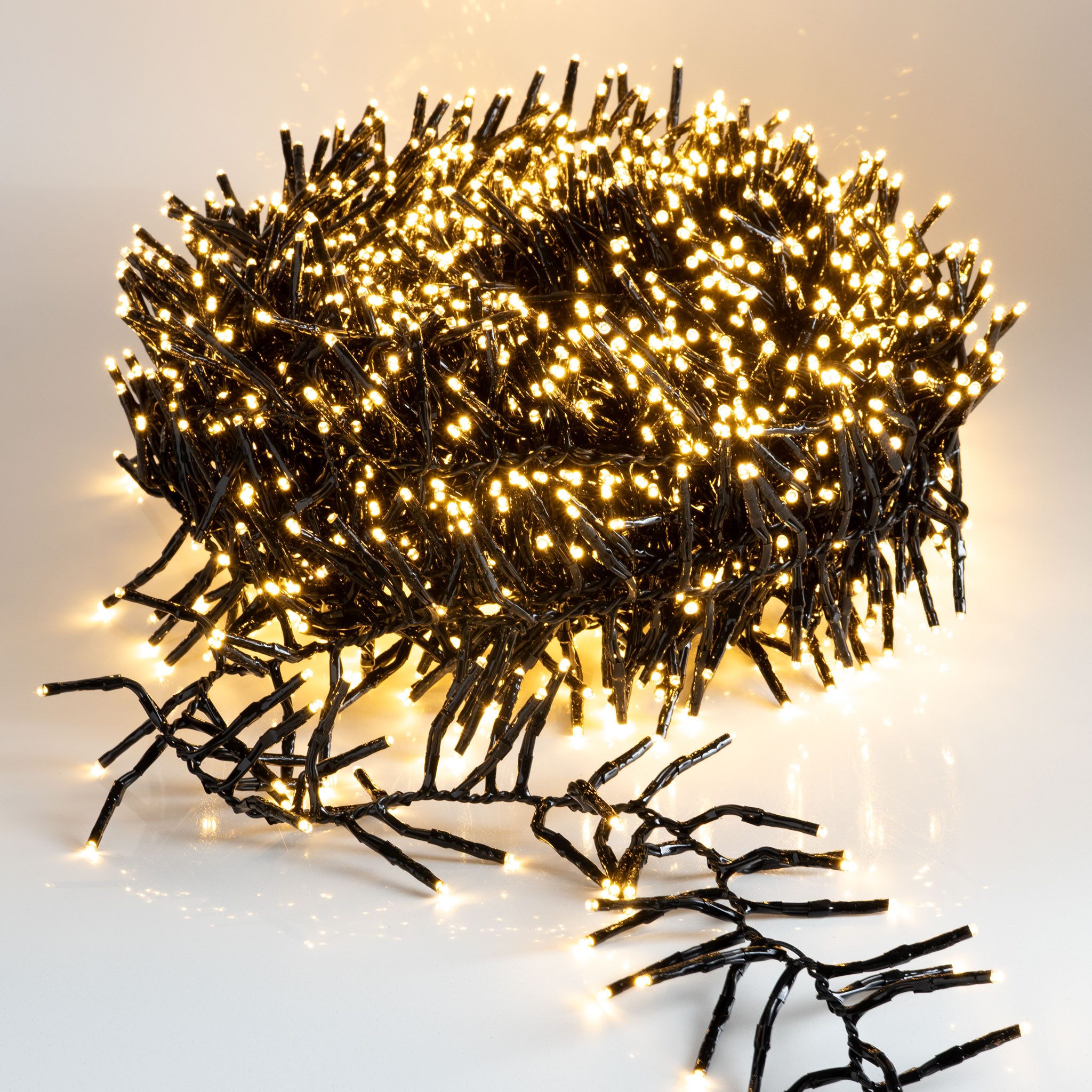 Spetebo LED-Lichterkette Büschel Lichterkette warmweiß - 22 m / 3000 LED, 10-flammig, Deko Baum Beleuchtung mit Controller und Speicherchip Indoor/Outdoor von SPETEBO