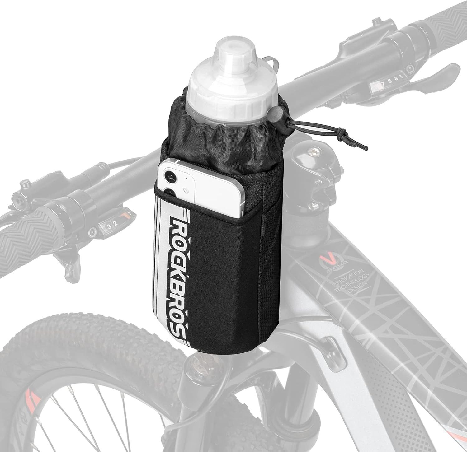 ROCKBROS Fahrradtasche Isolierte Fahrradlenkertasche mit Flaschenhalter&Handytasche Schwarz