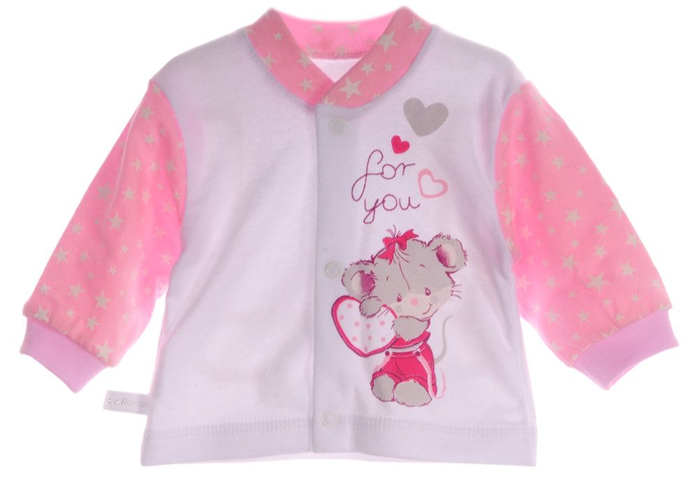 La Bortini Langarmshirt & Hose Baby anzug 3tlg Hemdchen Schlupfhose Mütze mit Mäuschen aus reiner Baumwolle, mit Sternchen, 44 50 56 62 68 74 – Bild 2 von 5