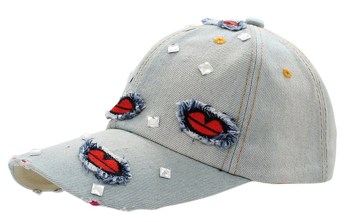 Cap Baseball Jeans Basecap Baseball K201-Vintage Cap dy_mode Mütze Damen Schirmmütze mit Kappe Glitzer