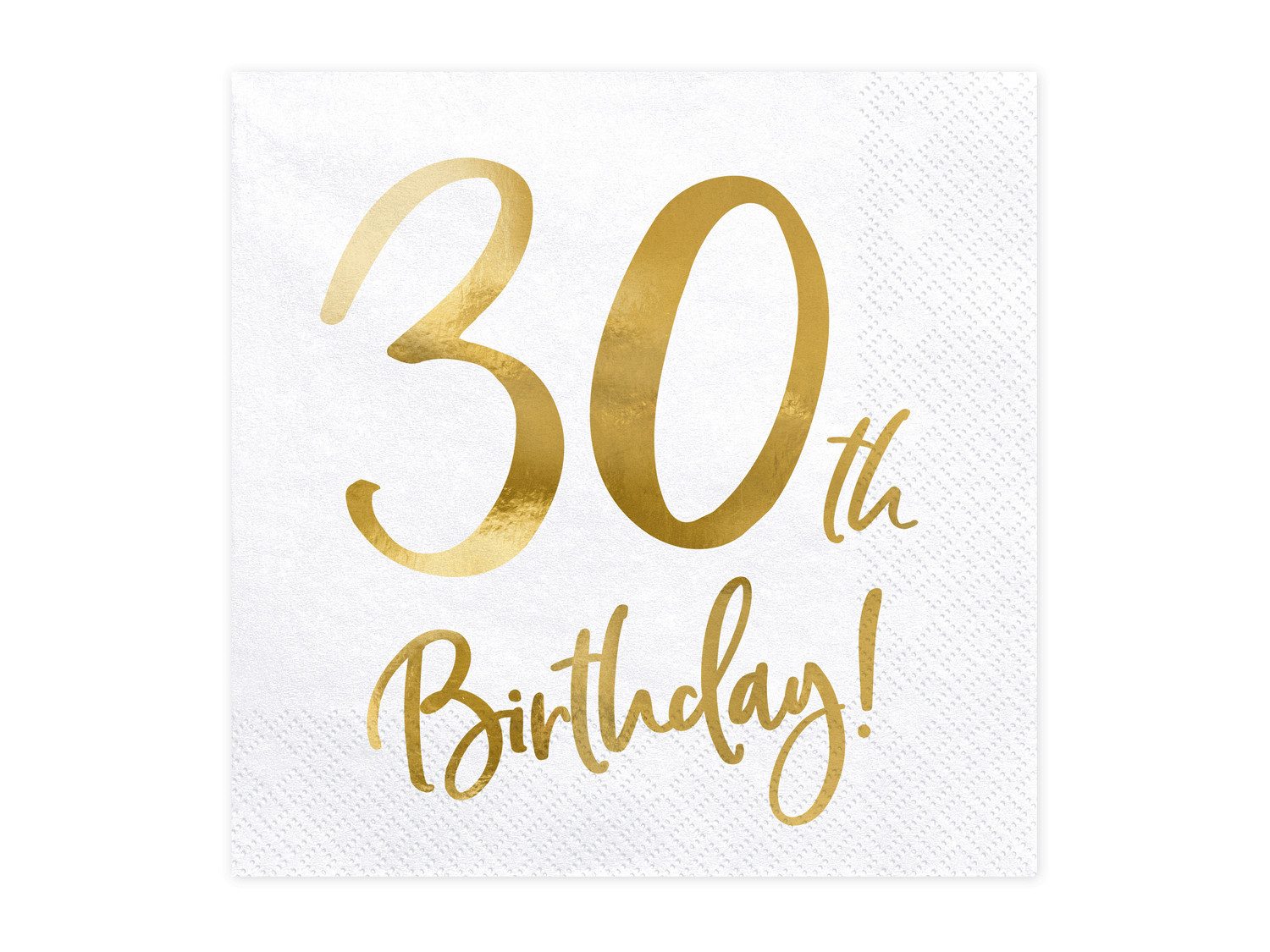partydeco Papierserviette, Servietten 30. Geburtstag 33x33cm 20 Stück, weiß / gold