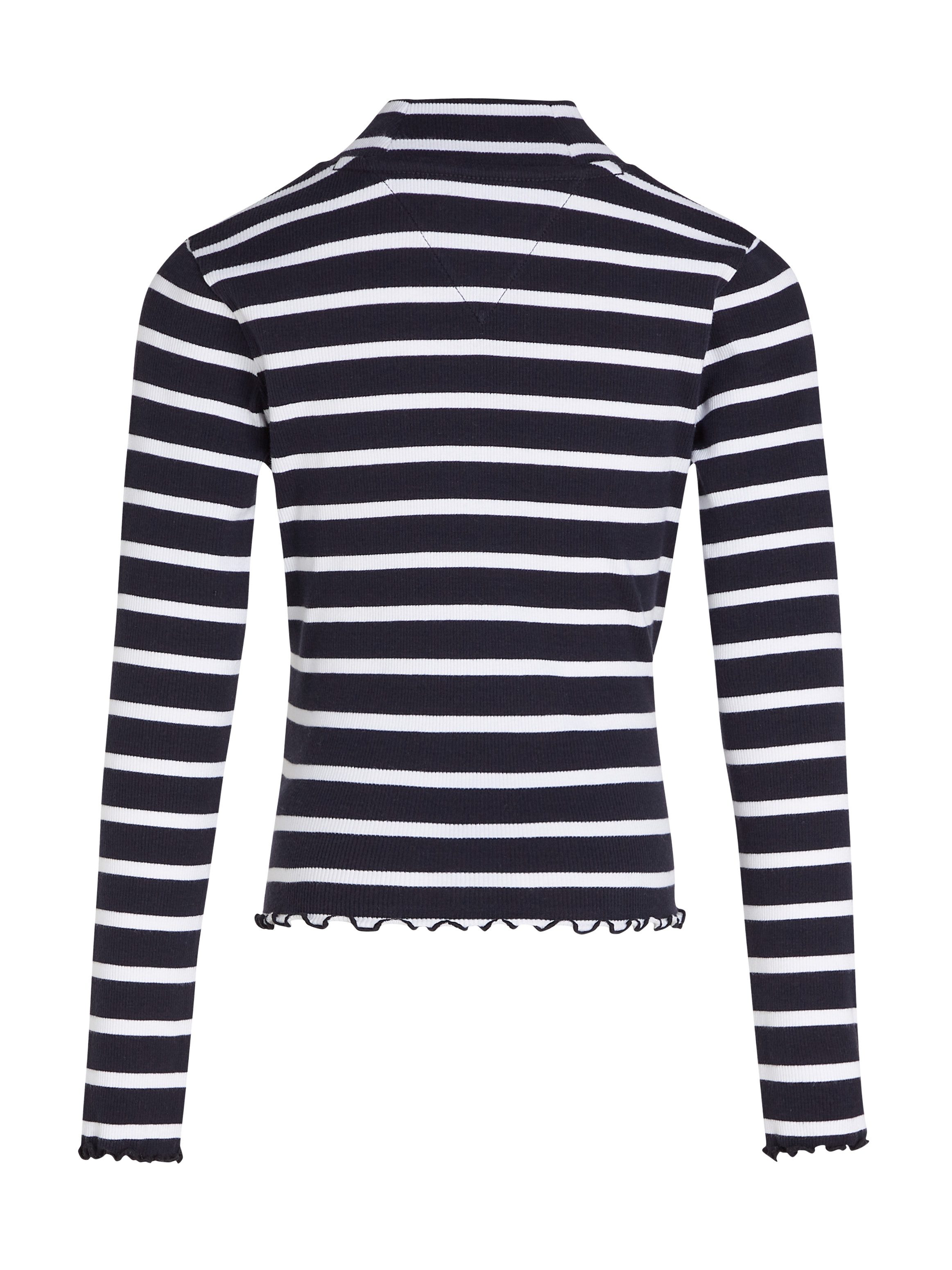Tommy Hilfiger Langarmshirt MOCK NECK RIB TOP LS im Streifendesign, mit Babylock-Saum