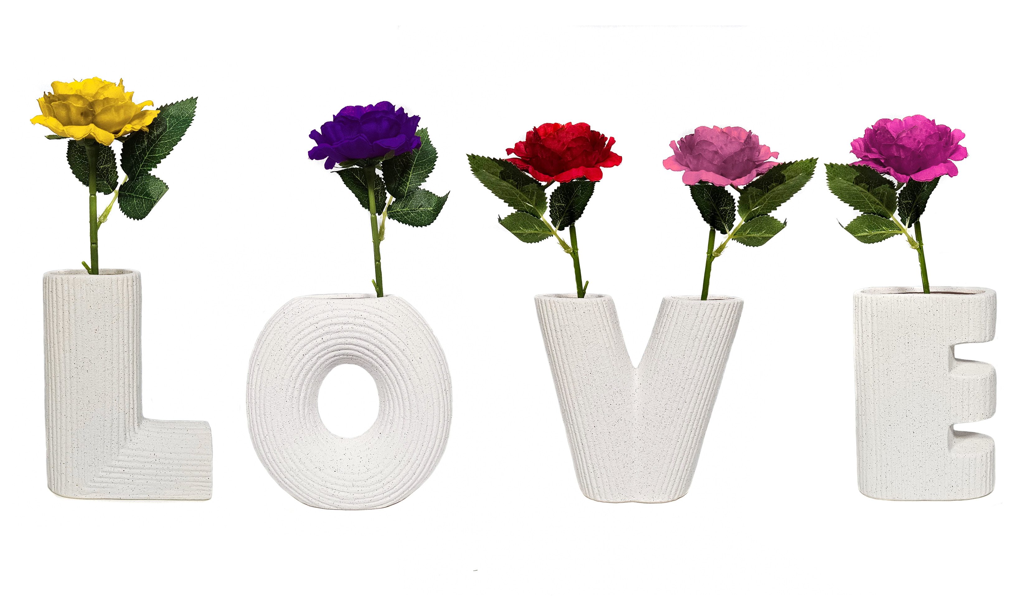 Yudu Tischvase 4-teiliges Vasen-Set – LOVE Buchstaben-Vasen HY2276Y