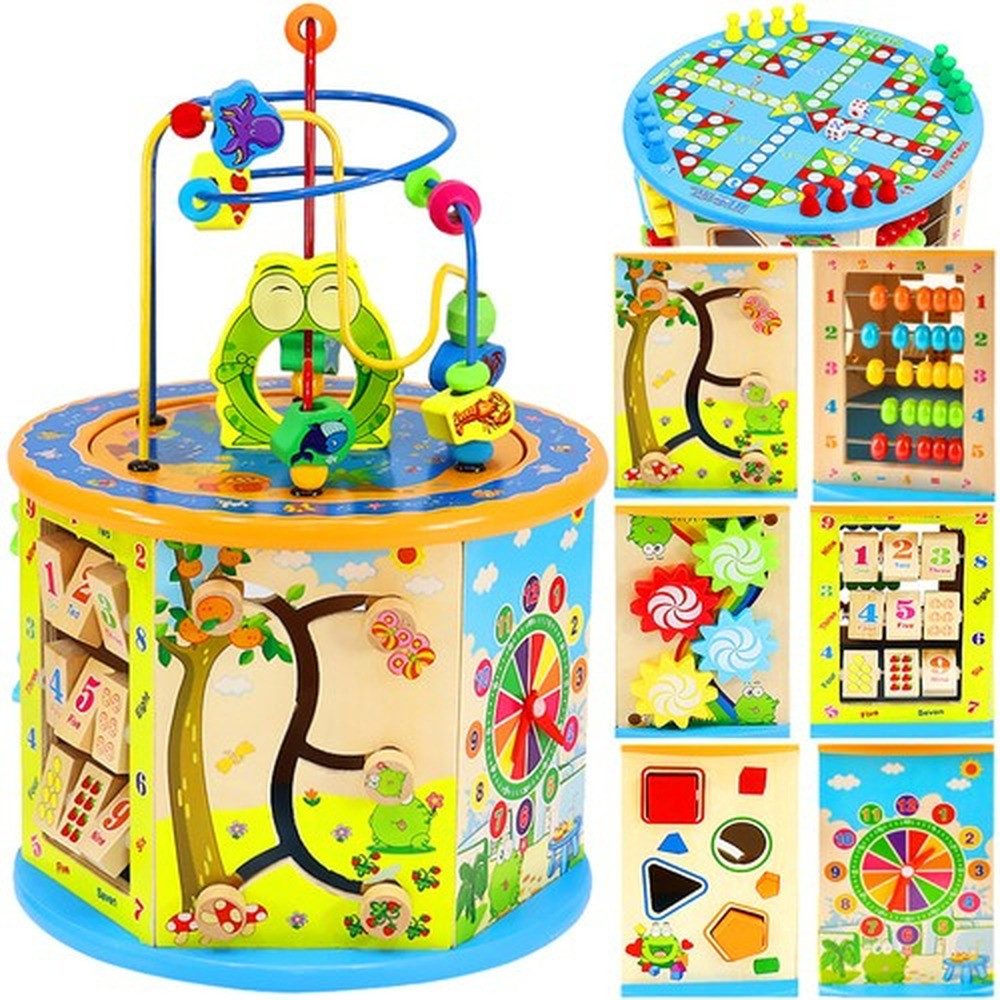 KRUZZEL Motorikwürfel Lernwürfel 8-in-1 Holzspielzeug, (Spar-Set), Trainiert Feinmotorik, Hand-Auge-Koordination und Konzentration