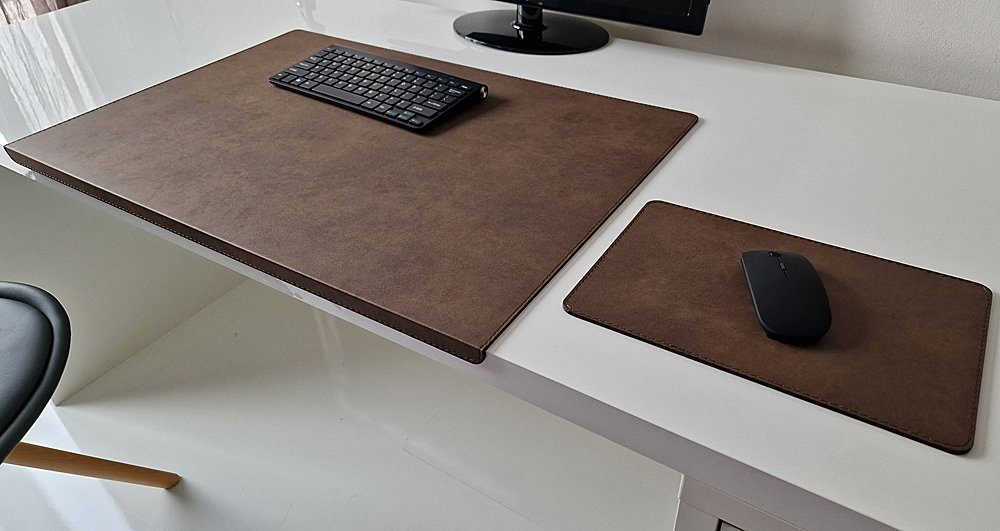 Profi Mats Schreibtischunterlage Kantenschutz Mauspad Nubuko Kunst Leder in 7 Farben