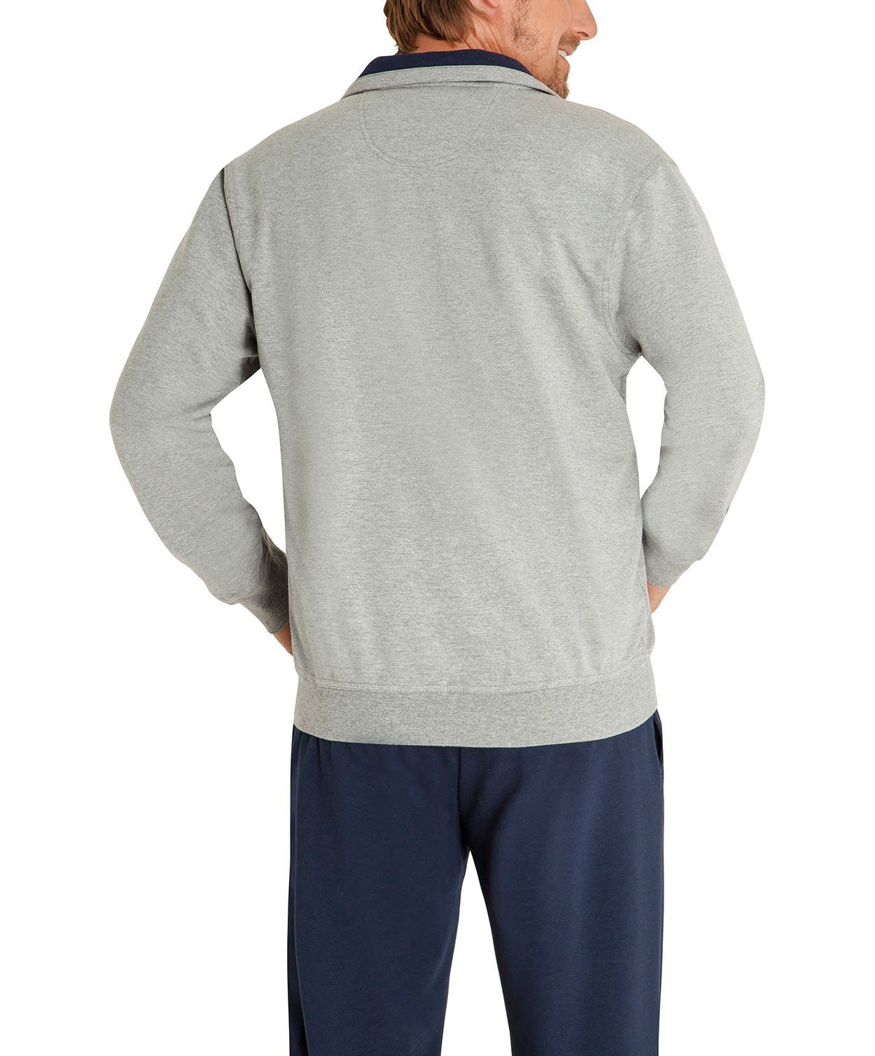 Hajo Sweatshirt Herren Homewear - Klima-Komfort Jacke Grau Freizeit