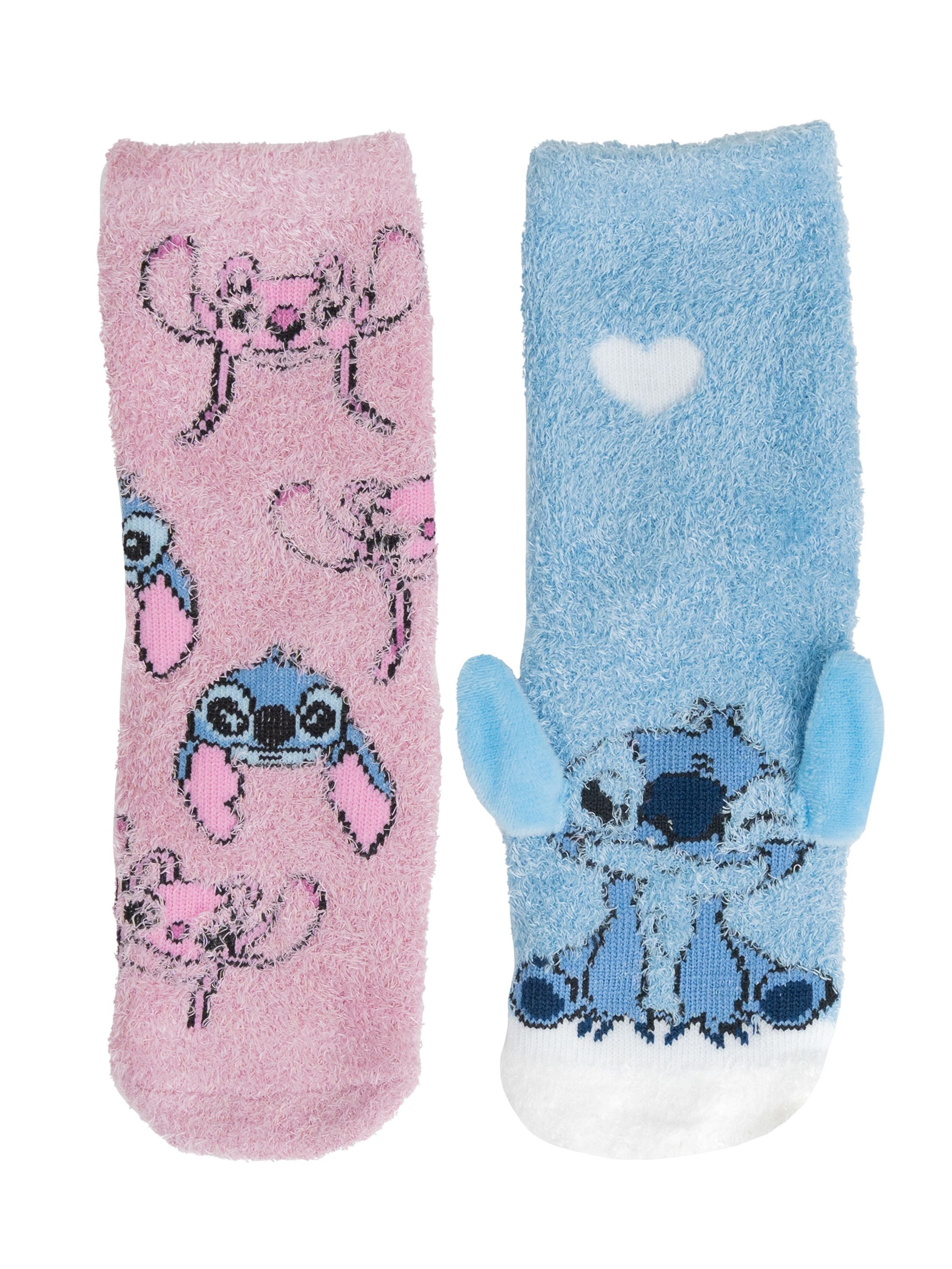 Socken Lilo & Stitch 3D ABS Kuschelsocken Stoppersocken Socken (2er Pack)