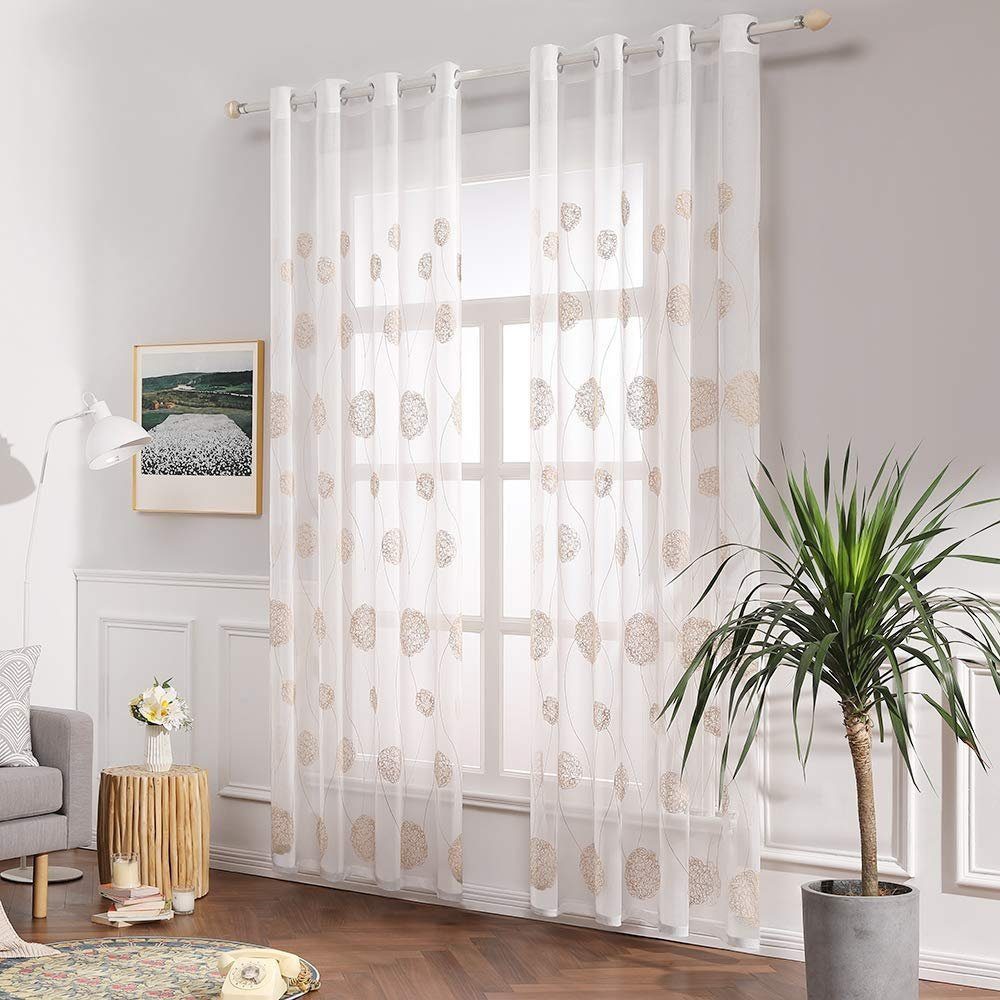BYSURE Vorhang Gardinen mit Florales Stickerei (2 St), Ösen, transparent, V günstig online kaufen