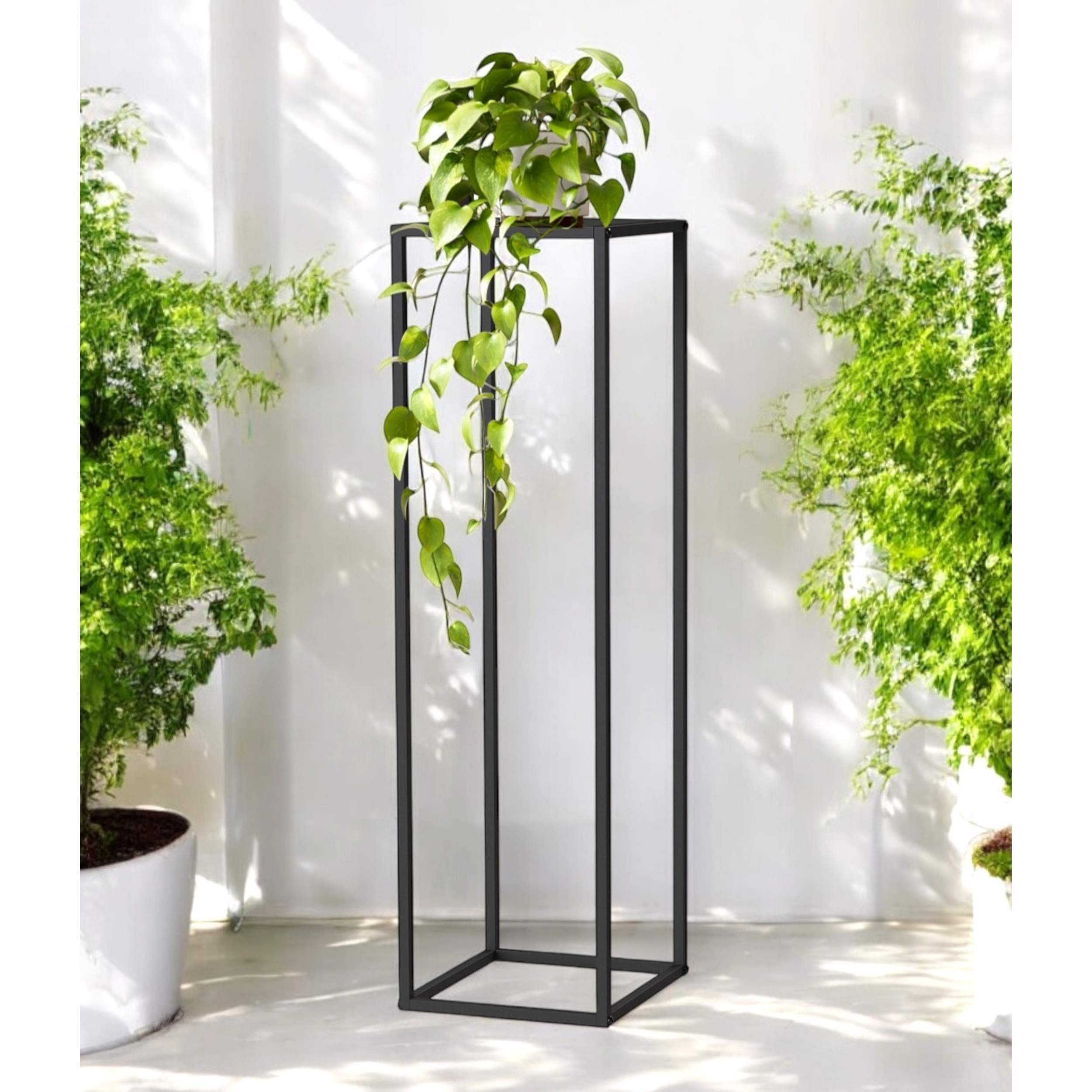DanDiBo Blumenhocker Metall Schwarz Eckig 96587 Pflanzenständer Hoch Beistelltisch (1 St), Blumenhocker Design Modern Pflanzenhocker