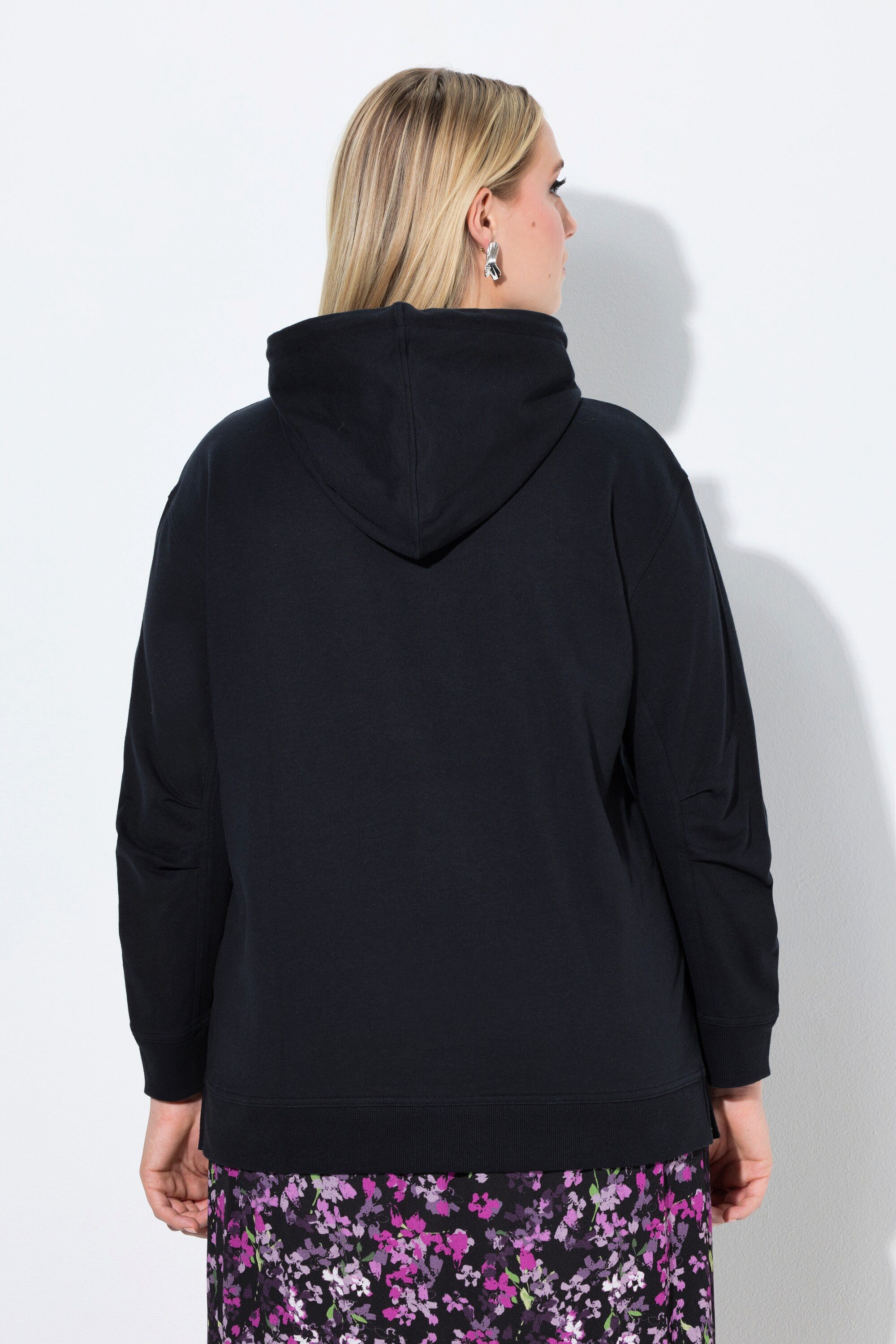 Ulla Popken Sweatshirt Hoodie Blüten Relaxed Kapuze Langarm