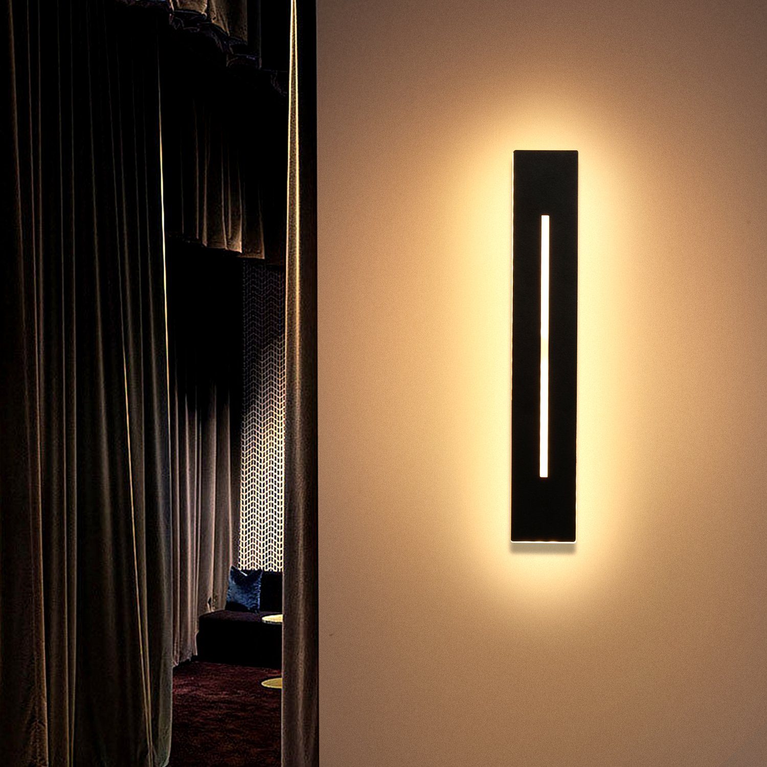 Wandleuchte innen Treppenhaus Wandlampe fest schwarz integriert, Warmweiß, für Treppenhauslampe 30cm LED Wohnzimmer Flur Wandbeleuchtung, LED LETGOSPT 15W