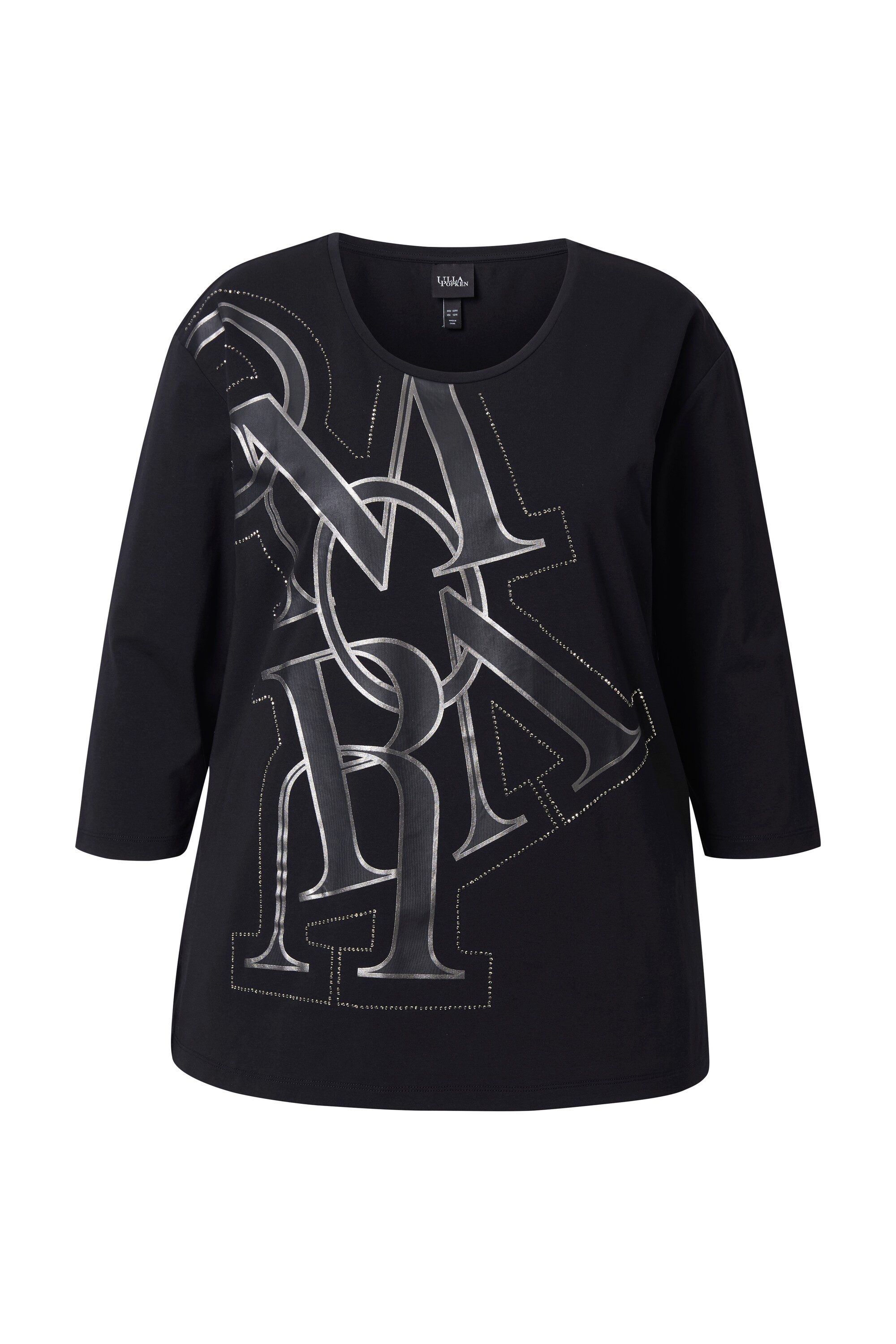 Ulla Popken T-Shirt Shirt Buchstaben Oversized Rundhals 3/4-Arm günstig online kaufen