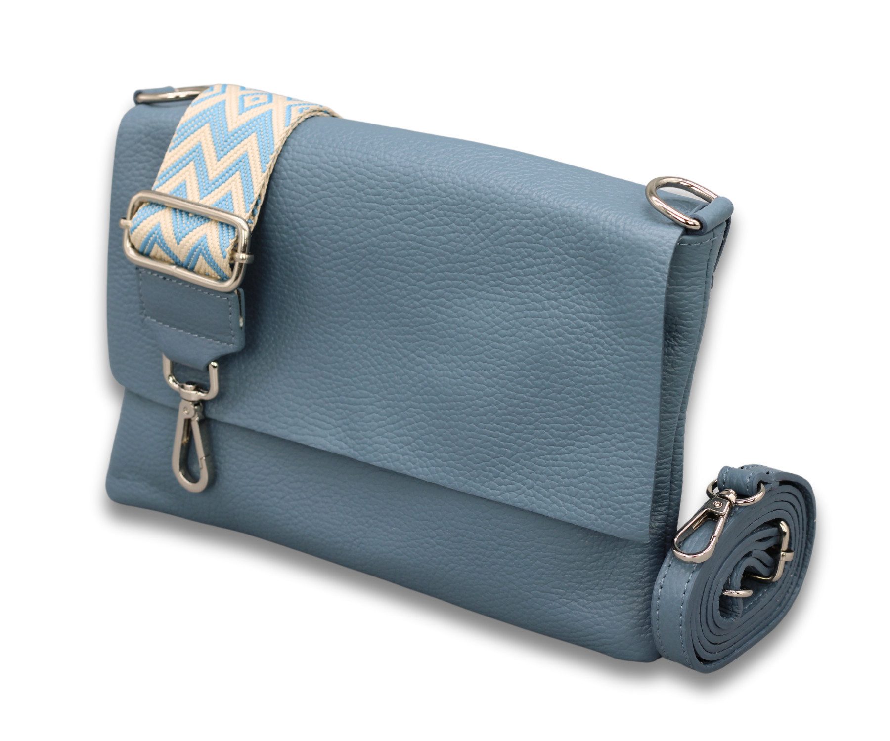 Adel Bags Schultertasche CALI Schlanke Tasche mit 3 Fächer, Slim Crossbody Bag Echtes Leder