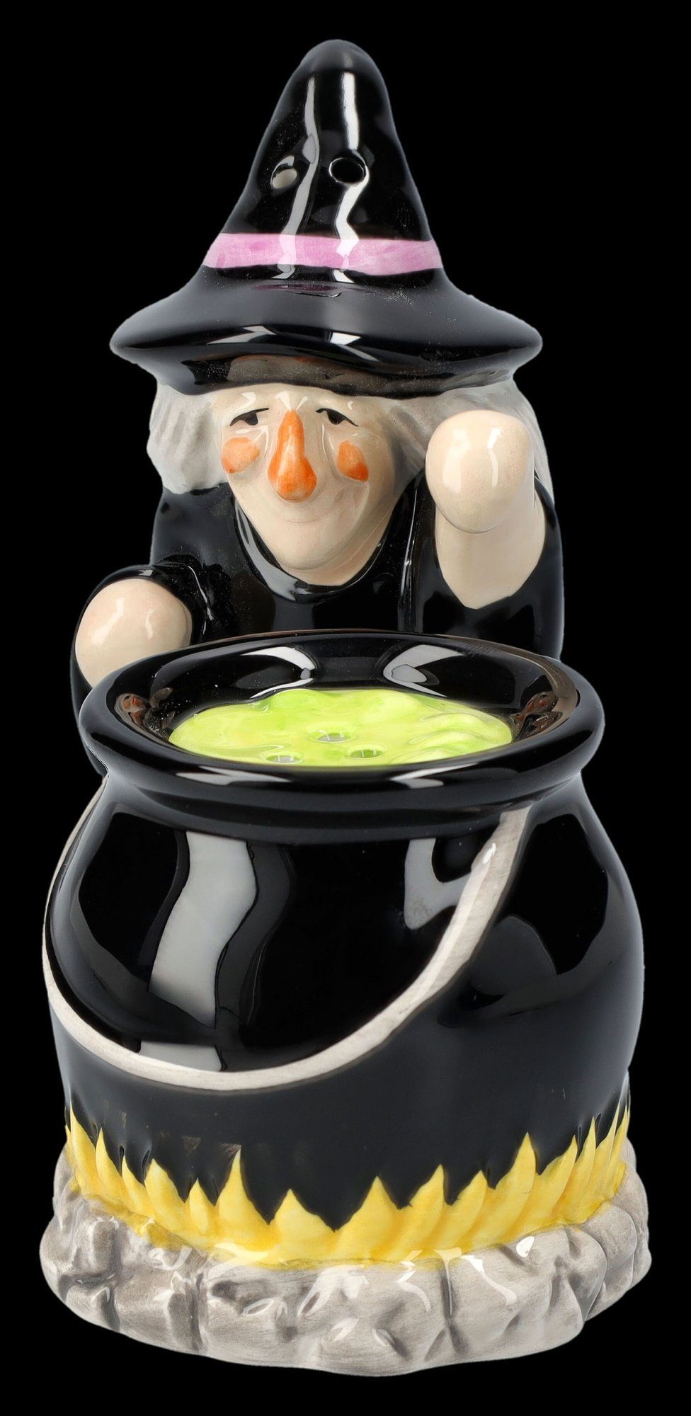 Figuren Shop GmbH Salz- / Pfefferstreuer Salz- und Pfefferstreuer - Hexe mit Kessel - Fantasy Hexenkessel Deko, (Set, 2-tlg)