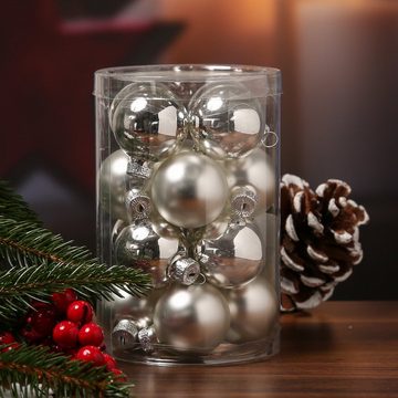 MARELIDA Weihnachtsbaumkugel Christbaumkugel Weihnachtskugel Glas D:3,5cm glänzend matt silber 16St (16 St)