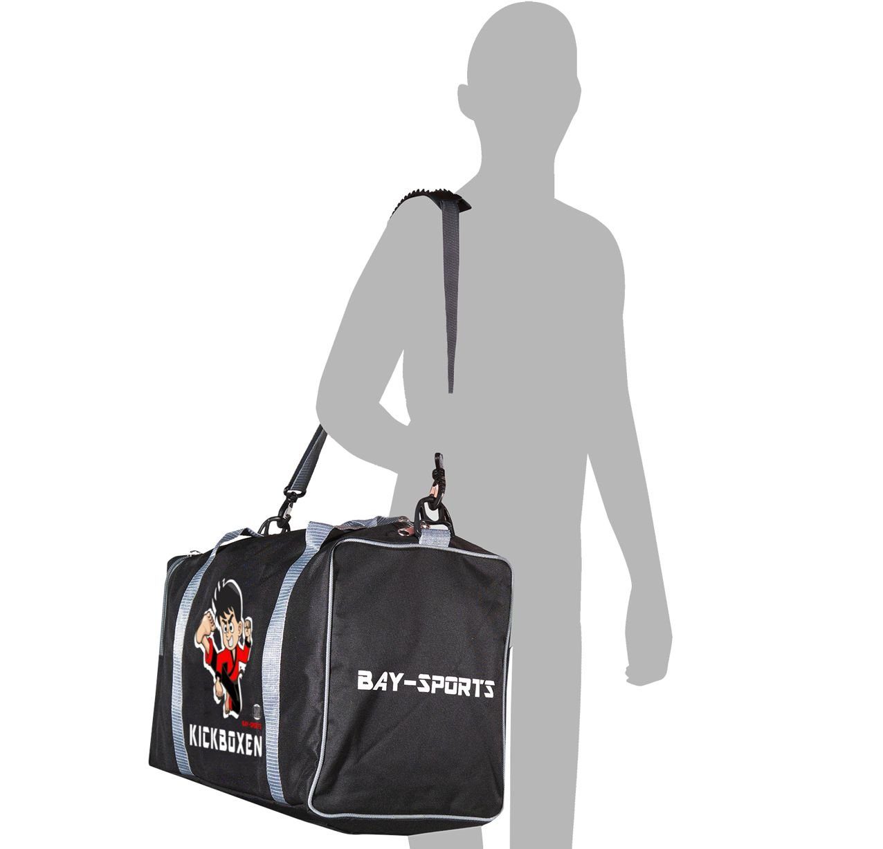 BAY-Sports Sporttasche Sporttasche für Kinder Kickboxen schwarz/grau 50 cm