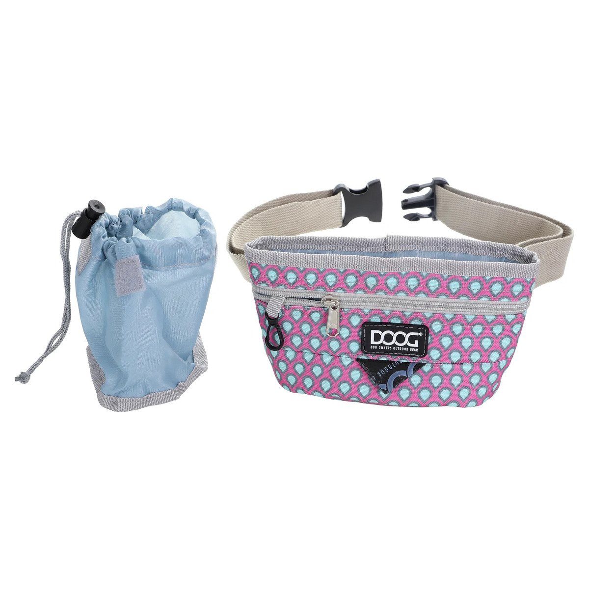 DOOG Leckerlibeutel Treat Pouch - Snacktasche/Leckerlitasche Large Luna pink/tear drops
