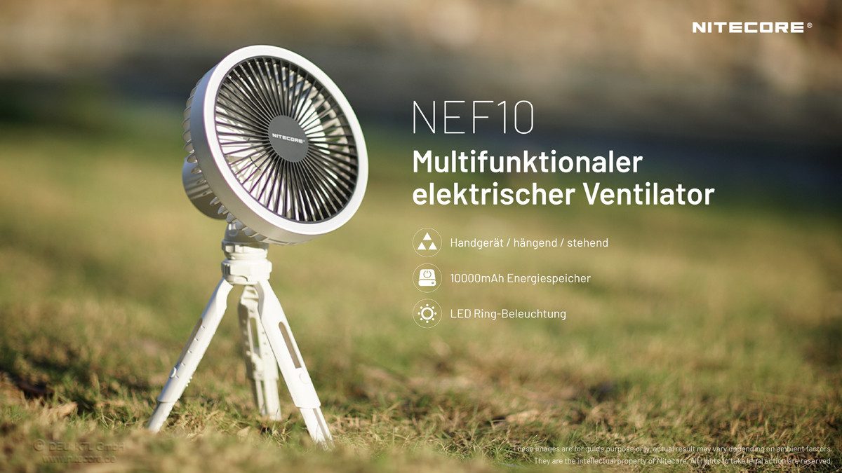 Nitecore Akku-Ventilator Ventilator NEF10 mit Licht und Powerbank in 2 Farben