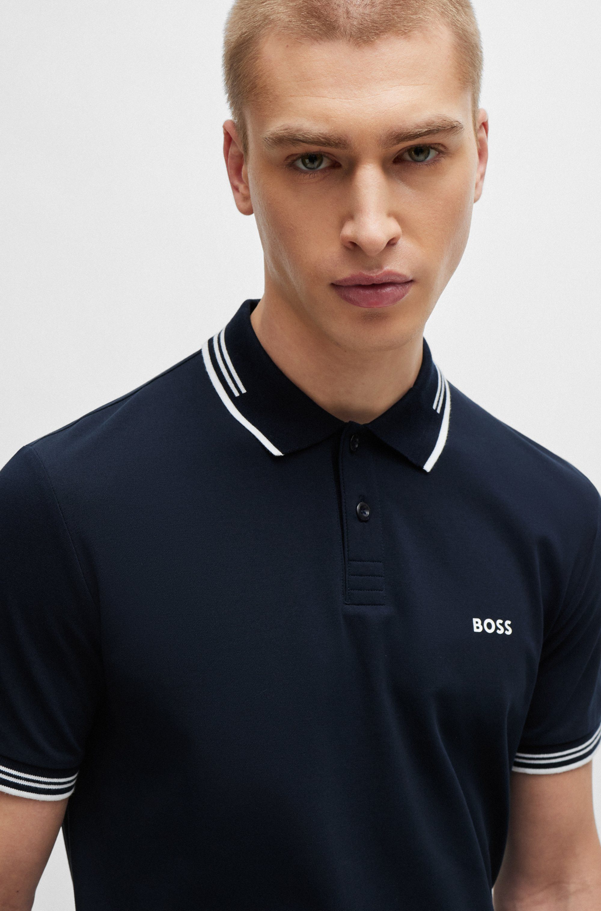 BOSS GREEN Poloshirt Paul Stretch-Baumwoll-Pique mit Polokragen