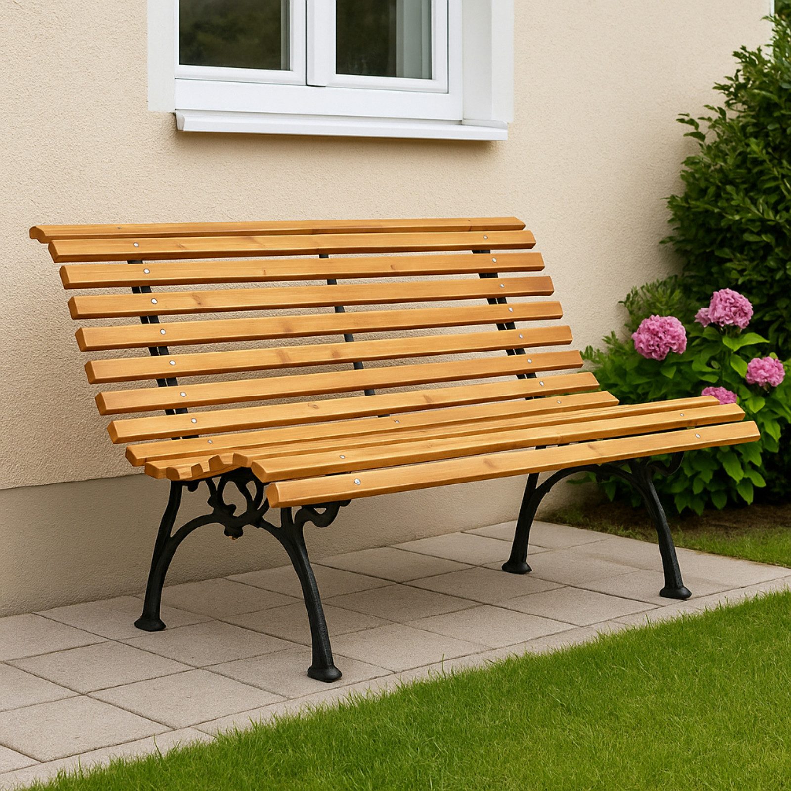 Koopman Gartenbank Parkbank Sitzbank Holz Metall Gusseisen Ergonomisch Muld günstig online kaufen