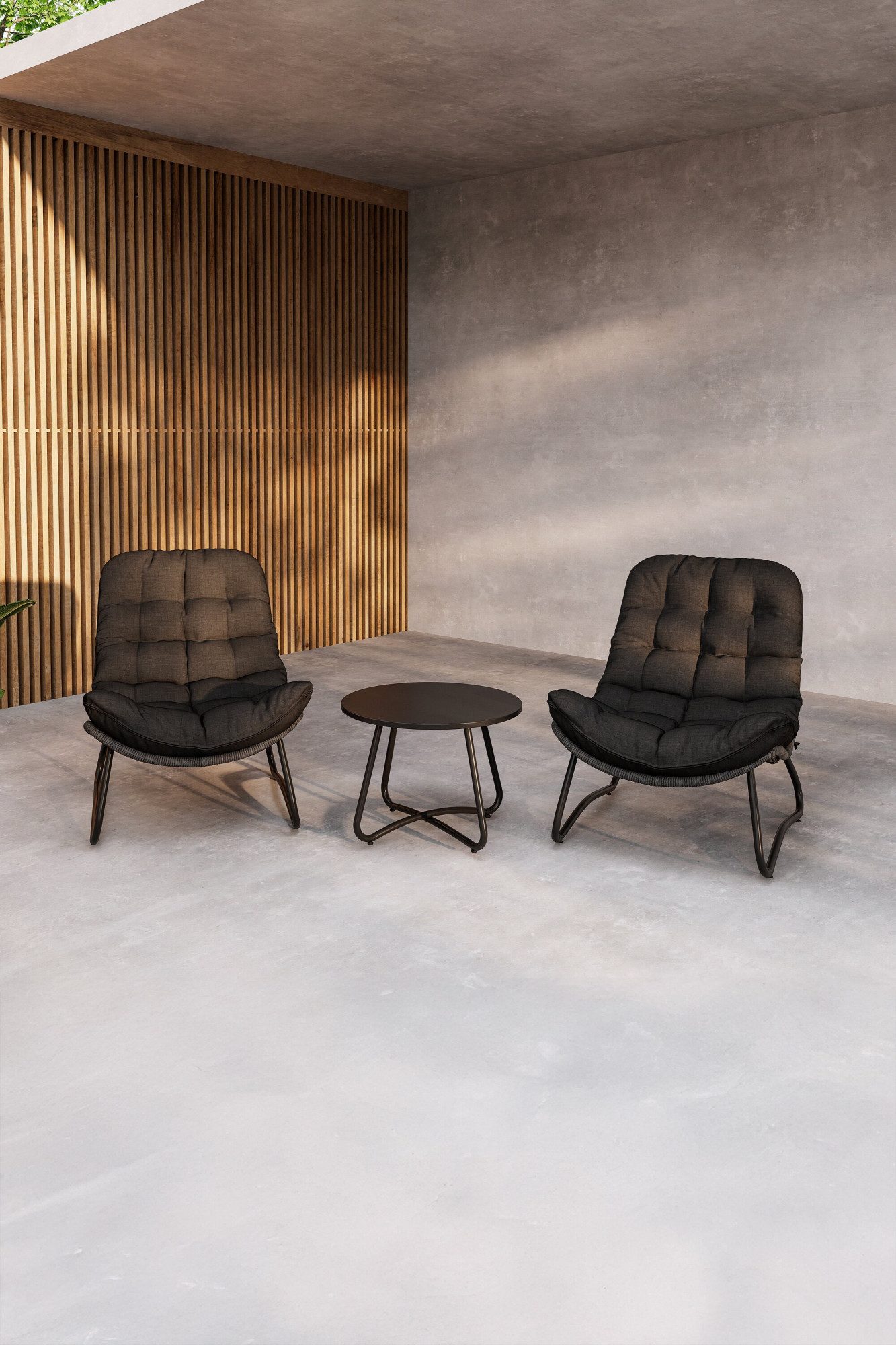 Venture Home Gartenlounge-Set Cala, großzügiges Outdoor-Set für hohen Sitzkomfort, (3-tlg), Loungemöbel rund, Stoffbezug, angenehm, weich