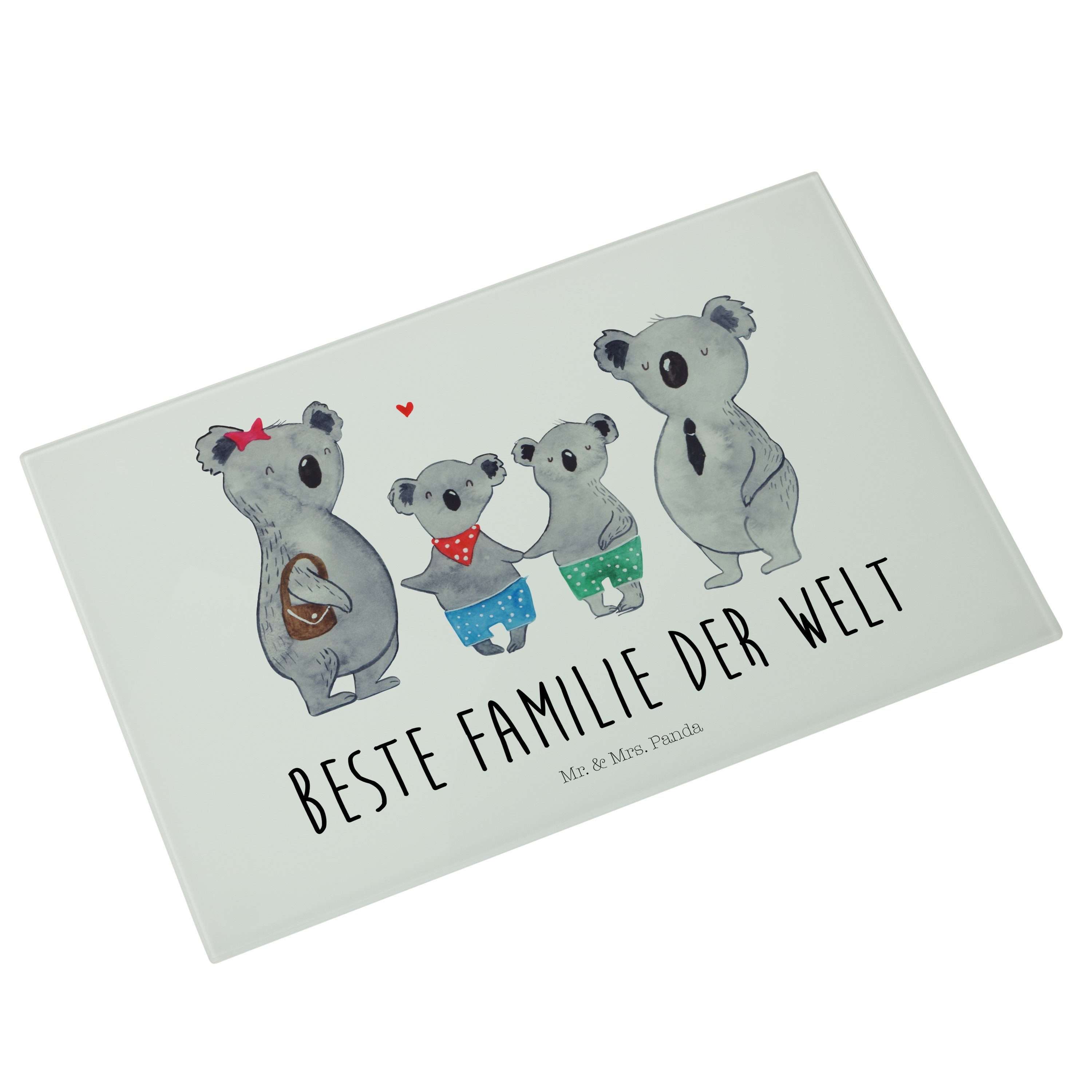 Familie, Panda beste - Glas, Premium Mr. Mrs. Familienzeit, zwei Geschenk, Koala Servierbrett Gl, Familie Weiß & (1-St) -