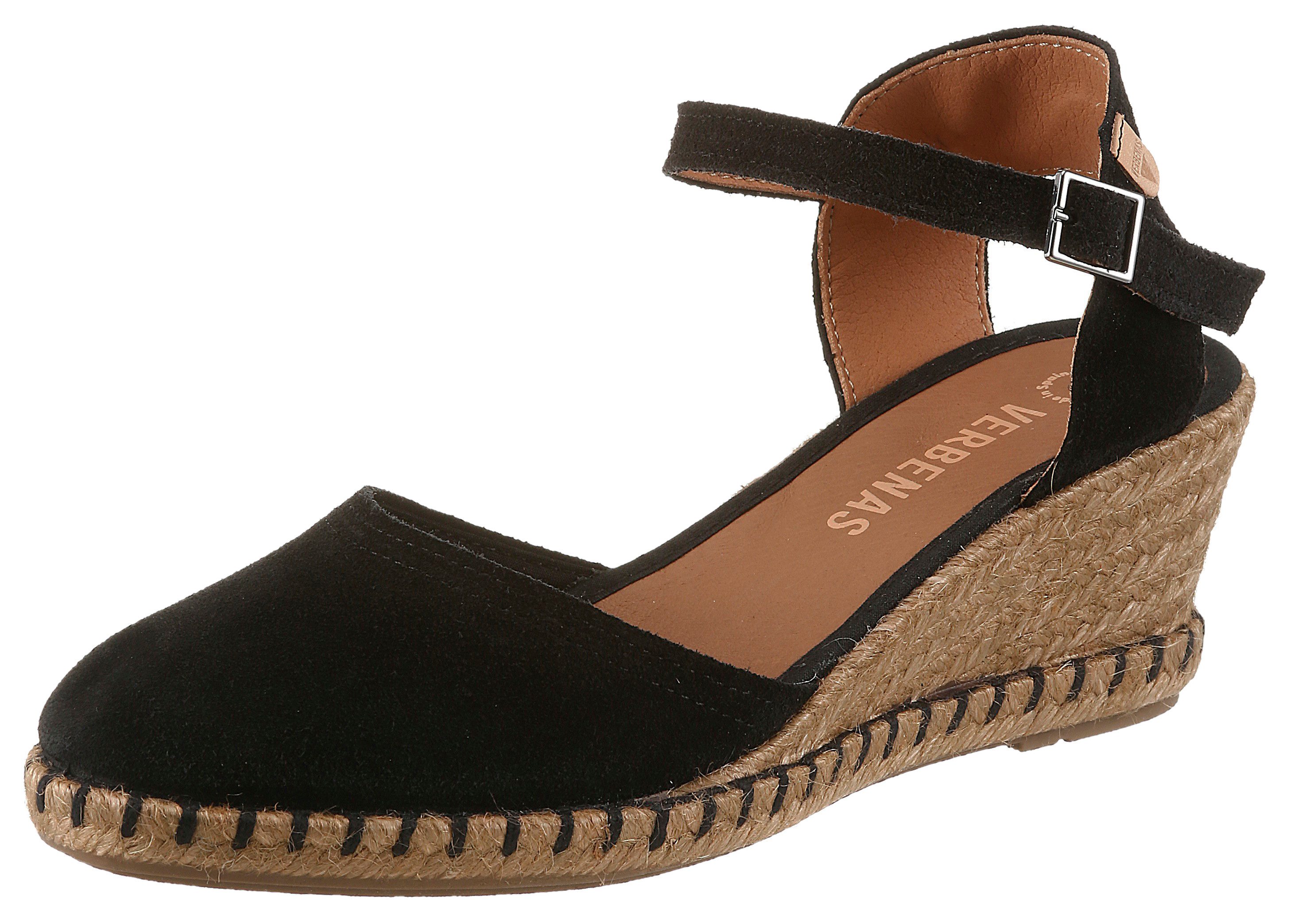 VERBENAS Slingpumps Keilsandalette, Sommerschuh, Urlaubsschuh mit Bastbesatz