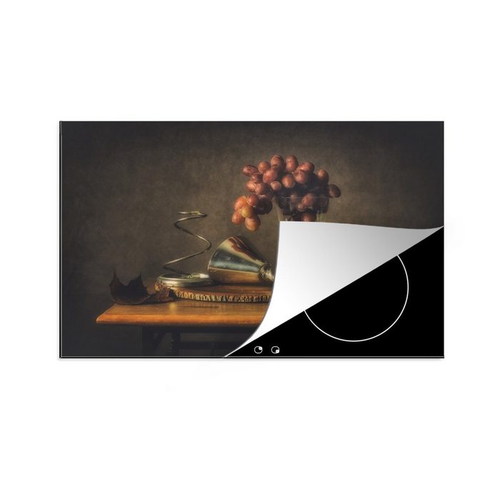 MuchoWow Herdblende-/Abdeckplatte Malerei - Stilleben - Glas - Weintrauben - Kunst Vinyl (1 tlg) induktionskochfeld Schutz für die küche Ceranfeldabdeckung
