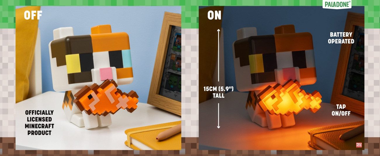 Paladone LED Dekolicht Minecraft GloBuddies Leuchte Cat 15 cm – Bild 2 von 5