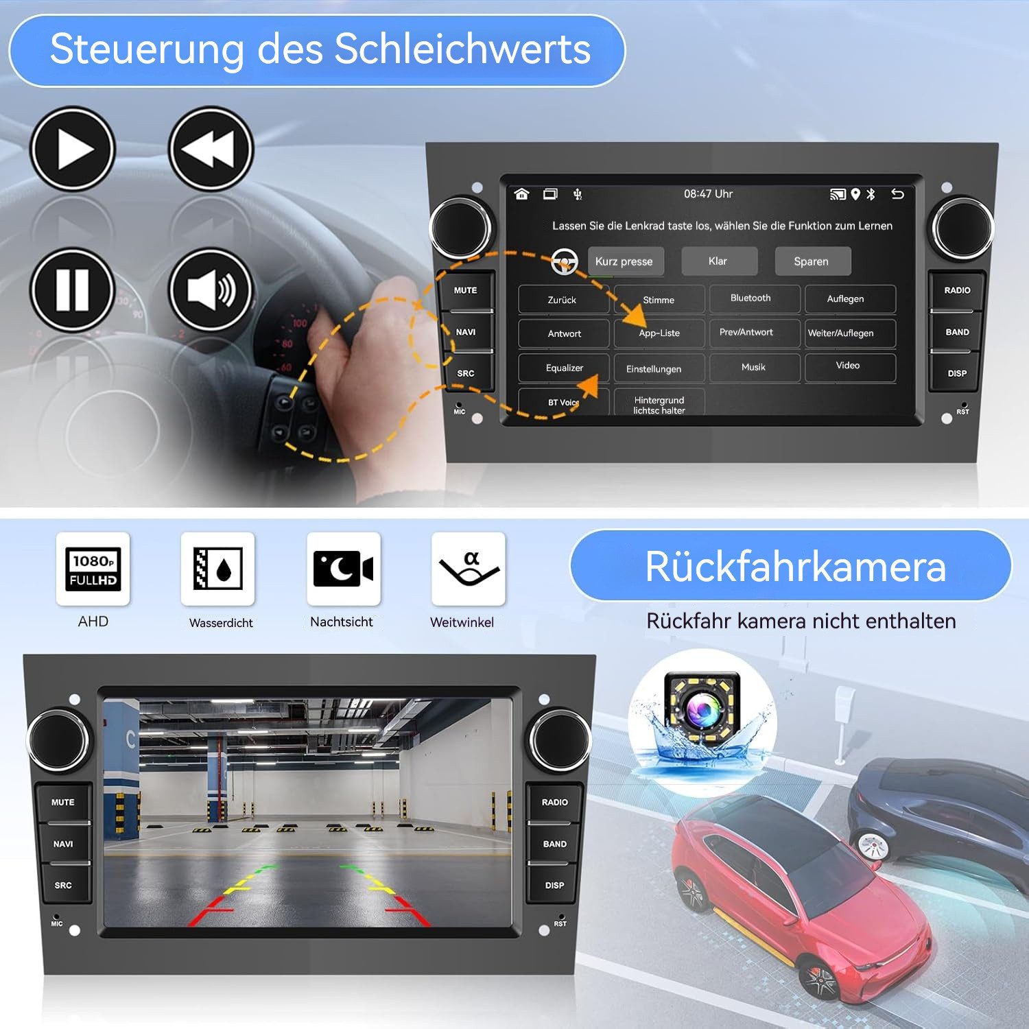 Hikity 7" Android 15 Autoradio Für Opel Astra Antara Vectra Corsa, Carplay Autoradio (FM-TunermitRDS, 32 EQ-Soundmodi WLAN Nachtsicht Rückwärtsfahren)