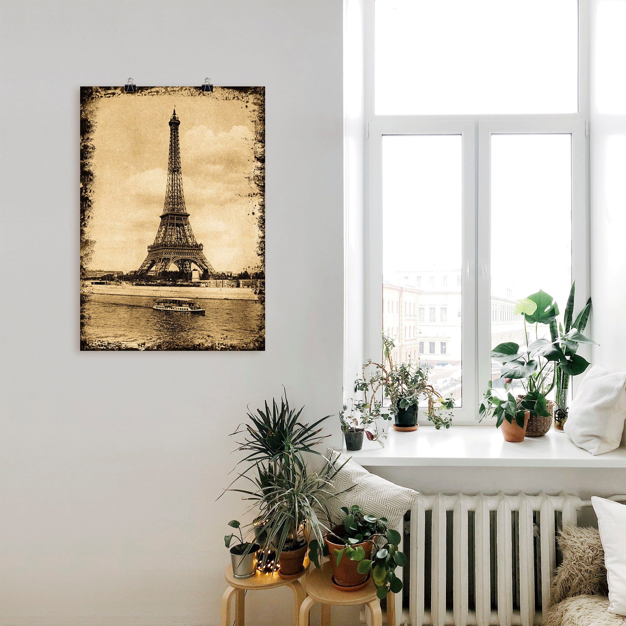 Artland Wandbild Paris - Eiffelturm Gebäude in St), Wandaufkleber Poster oder Vintage, (1 versch. Leinwandbild, Größen als