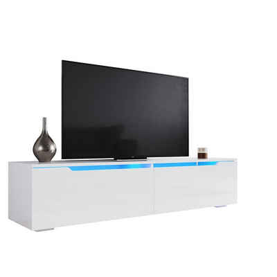 SONNI TV-Schrank Lowboard TV Schrank weiß Hochglanz mit LED-Beleuchtung,hängend/stehend Lowboard, 140cm