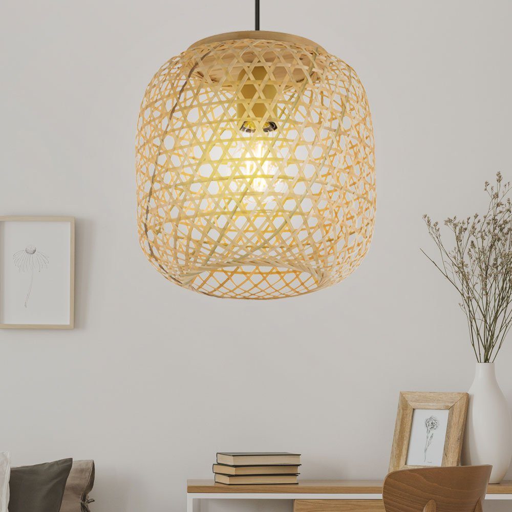etc-shop LED Pendelleuchte, Leuchtmittel inklusive, Filament Geflecht Leuchte Bambus Decken Hänge Zimmer Wohn Warmweiß