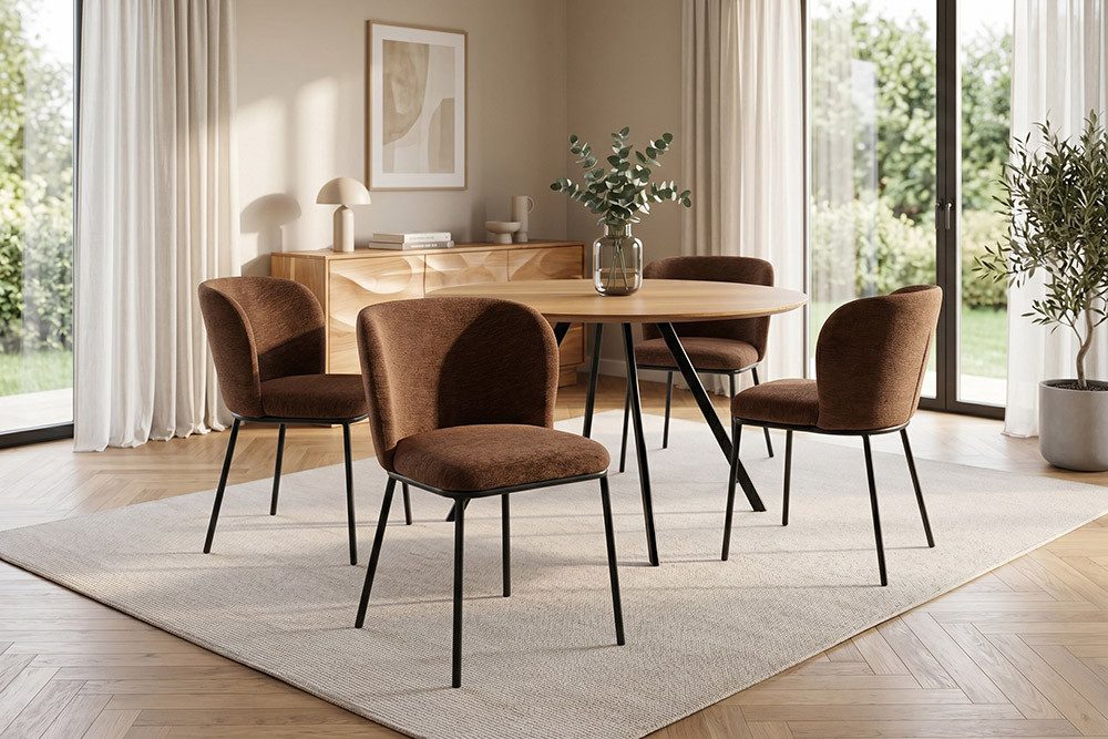 riess-ambiente Esszimmerstuhl LYON braun - Chenille, Metall, Sitzschale, Komfort, dezent, scandi (Einzelartikel, 1 St), Retro trifft Modern - ideal für Wohn- un – Bild 4 von 5