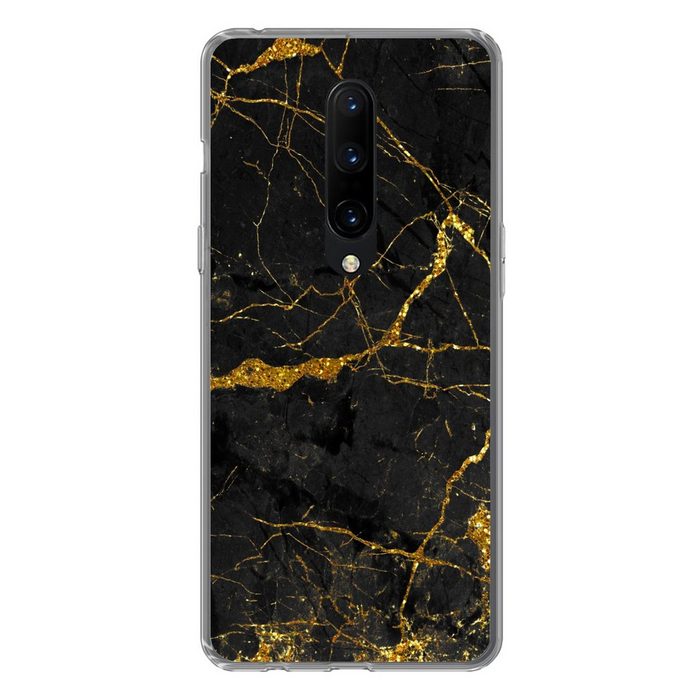 MuchoWow Handyhülle Marmor - Gold - Schwarz - Marmoroptik - Luxus - Glitzer Phone Case Handyhülle OnePlus 7 Pro Silikon Schutzhülle