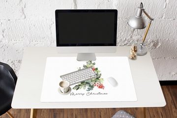 MuchoWow Gaming Mauspad Weihnachtsbaum - Aquarell - Zitat (1-St), Büro für Tastatur und Maus, Mousepad Gaming, 90x60 cm, XXL, Großes