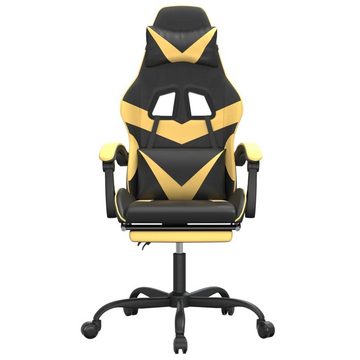 vidaXL Bürostuhl Gaming-Stuhl mit Fußstütze Drehbar Schwarz Golden Kunstleder