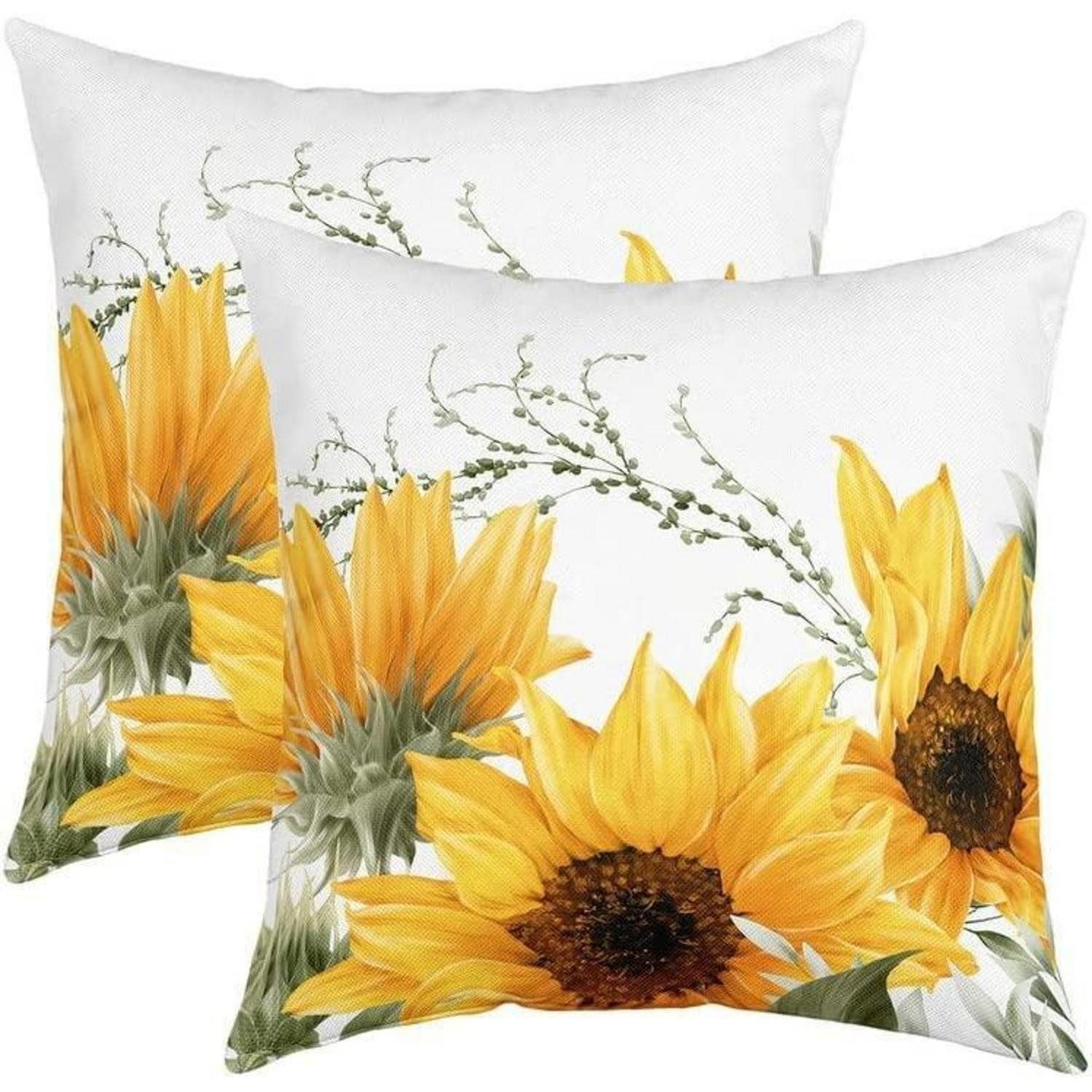 LuxusKollektion Kissenbezüge Kissenbezug Sonnenblume 40x40cm 2er Set Gelb, (2 Stück)