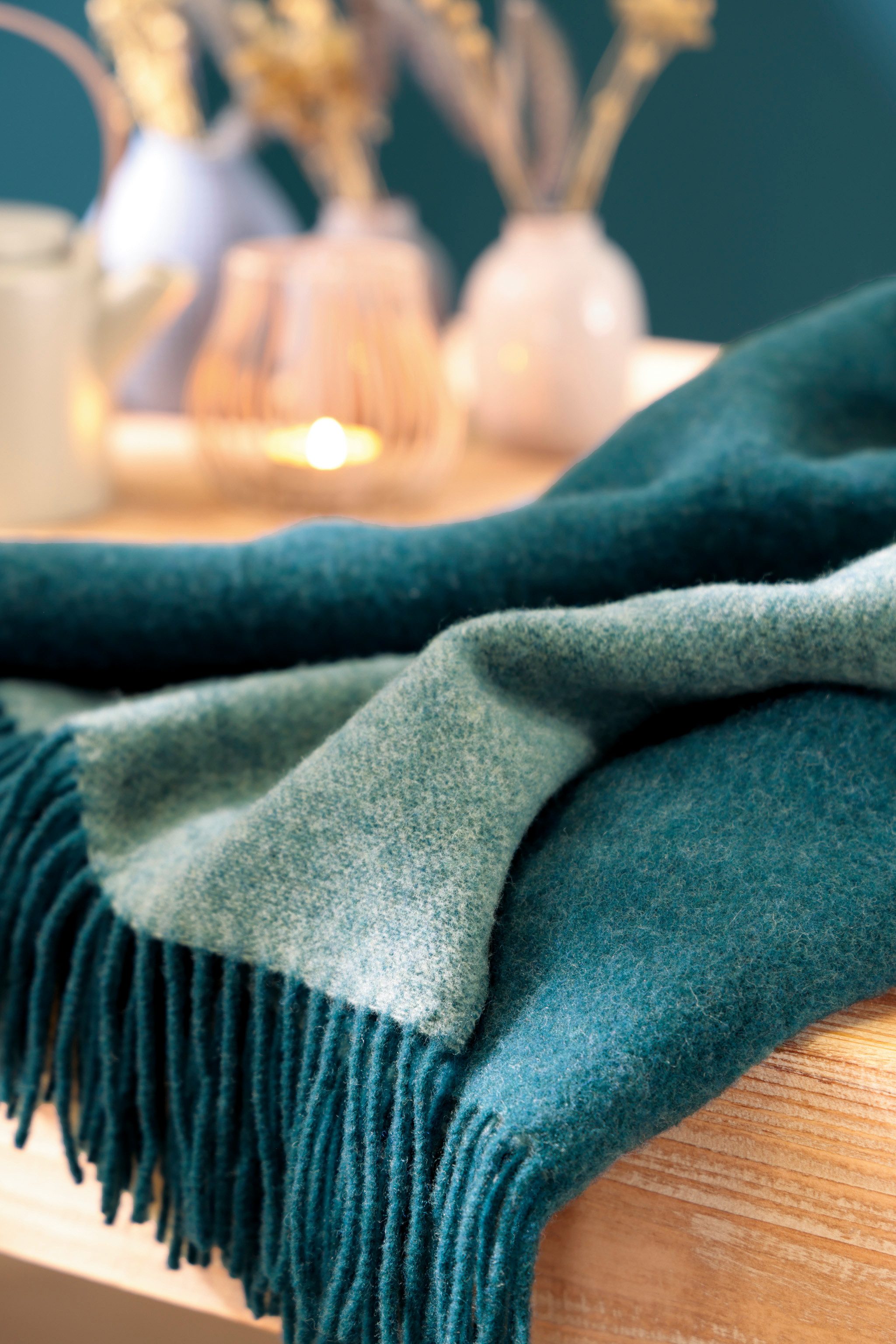 Biederlack Plaid »teal-green«, im Doubleface-Look günstig online kaufen