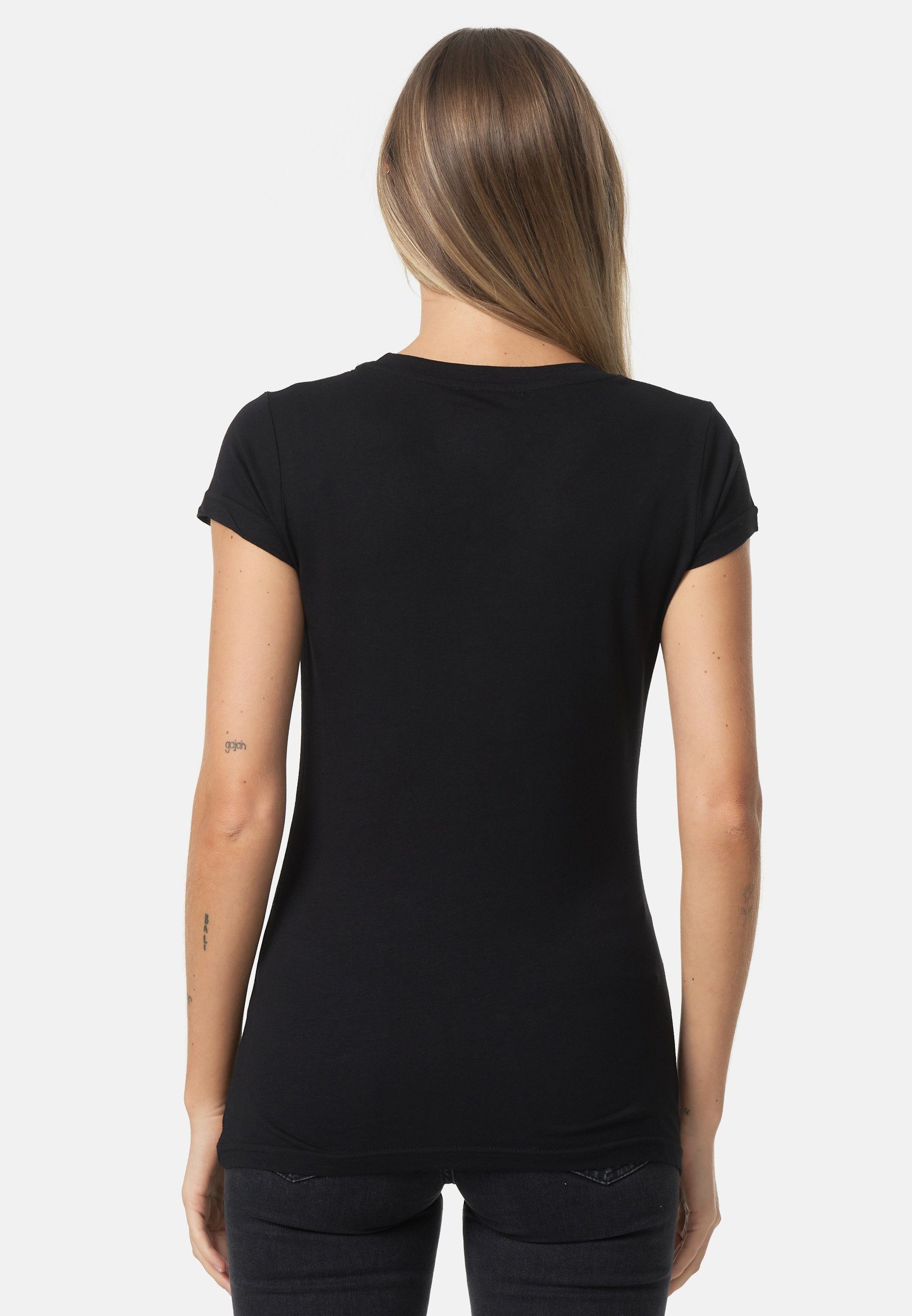 Decay mit T-Shirt Frontprint schwarz glänzendem