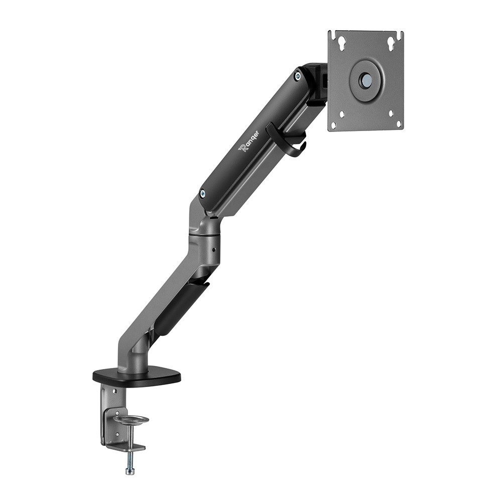 Ranqer Monitor-Halterung Pro Single - bis 32 Zoll - bis 9kg, (Monitor Halterung - 45° Neigung - 360° Drehung - Grau)