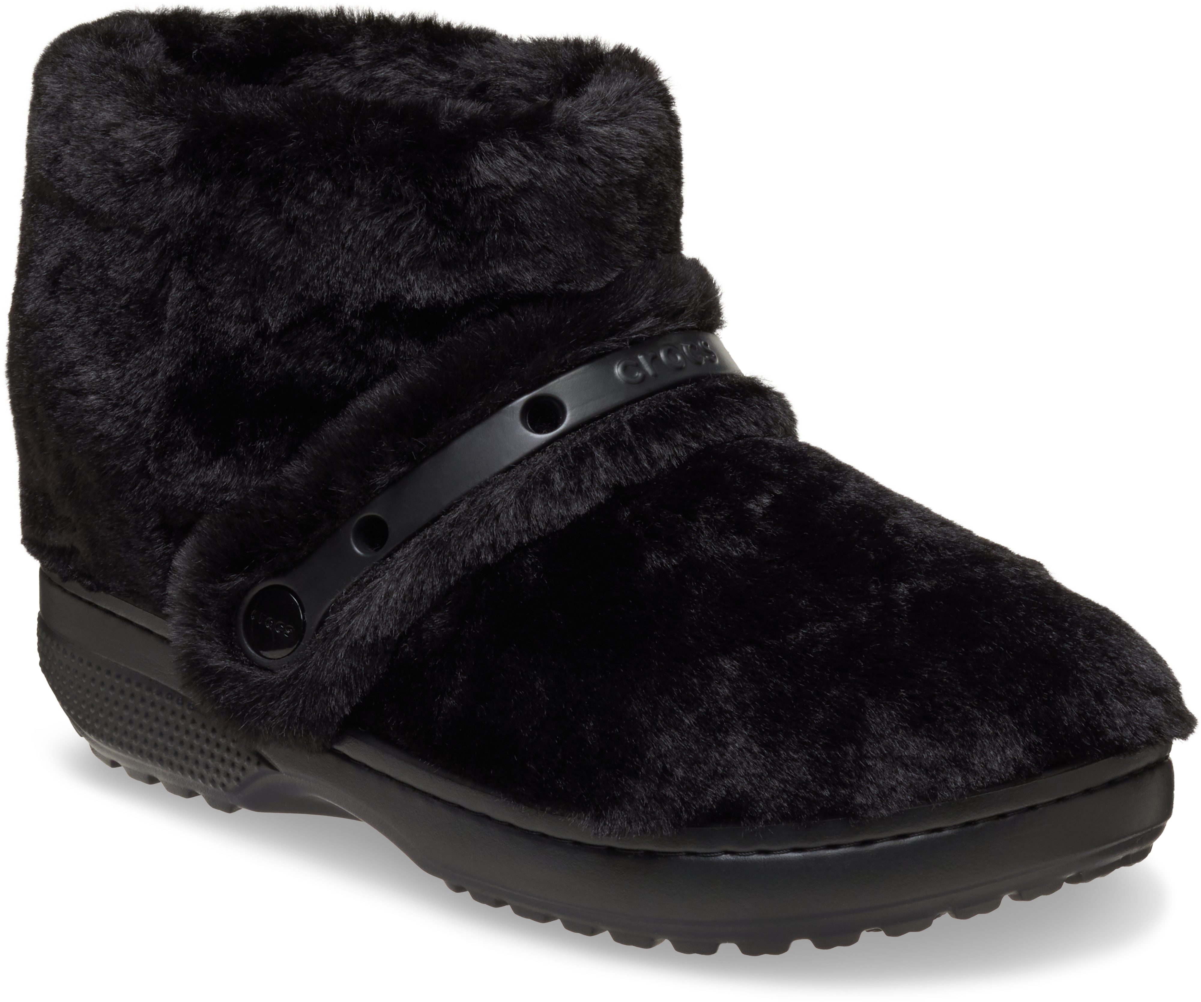 Crocs Unfurgettable Boot Winterboots Schlupfboots, Hausschuh mit Klettriemchen, Warmfutter