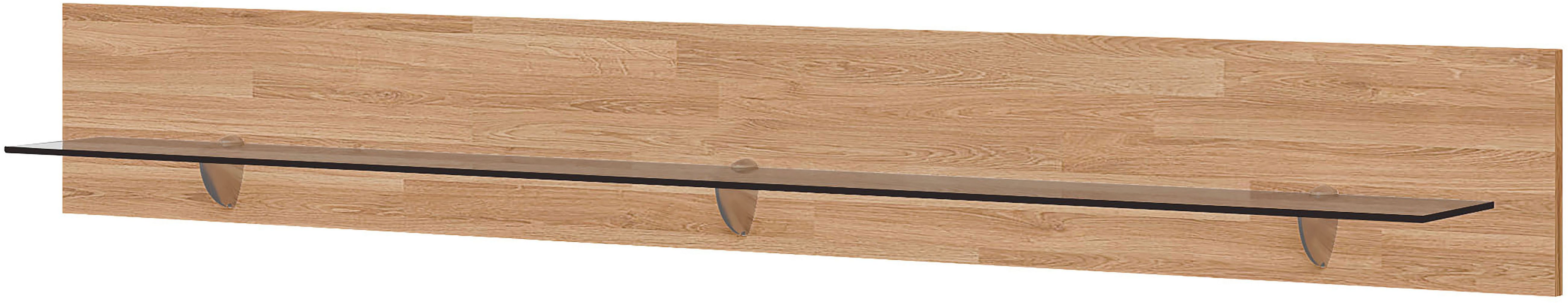 OTTO home Wandregal VETRO Wandregal 150cm, Glasboden, ideal für Deko, Bücherregal, Naturholz Dekor, Glasanlageboden, Deko-Wandregal, B/H/T: 150/20/15cm